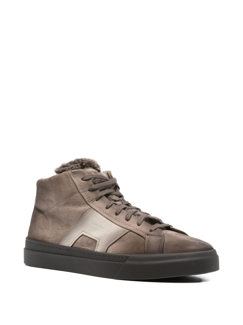 leather shearling sneakers - 2