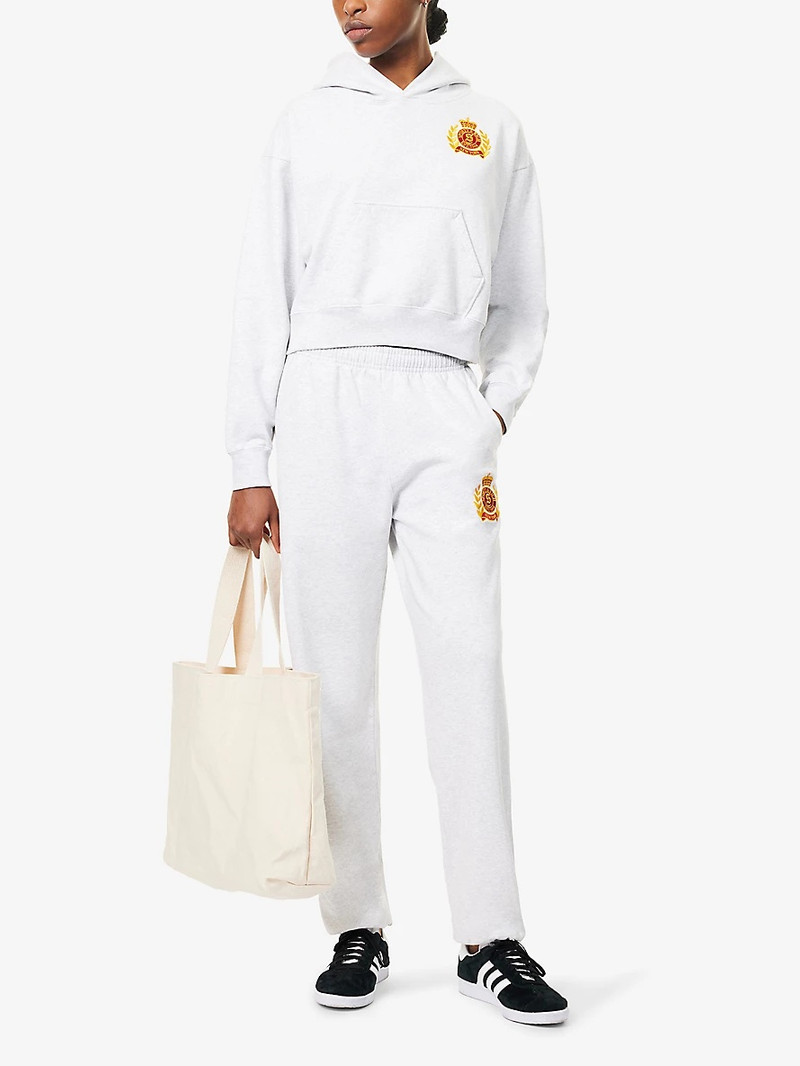 Sporty & Rich Ny Crest Brand-Embroidery Straight-Leg Mid-Rise Cotton-Jersey Jogging Bottoms outlook