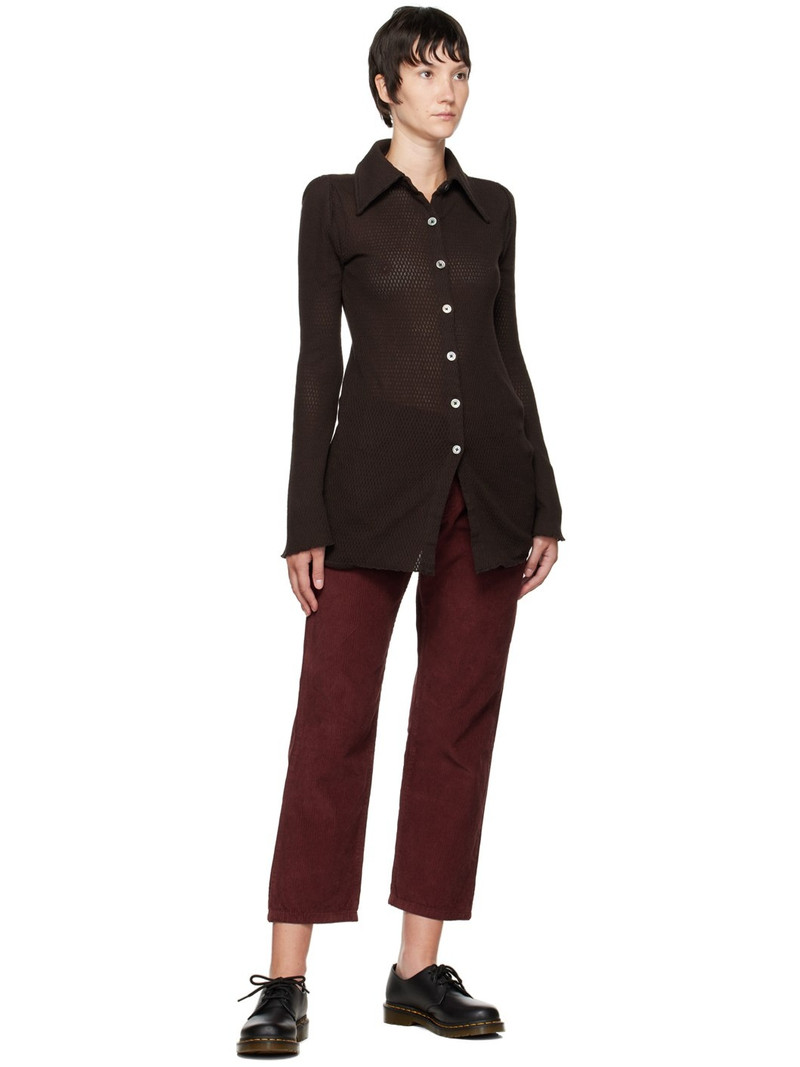 YMC Burgundy Geanie Trousers outlook