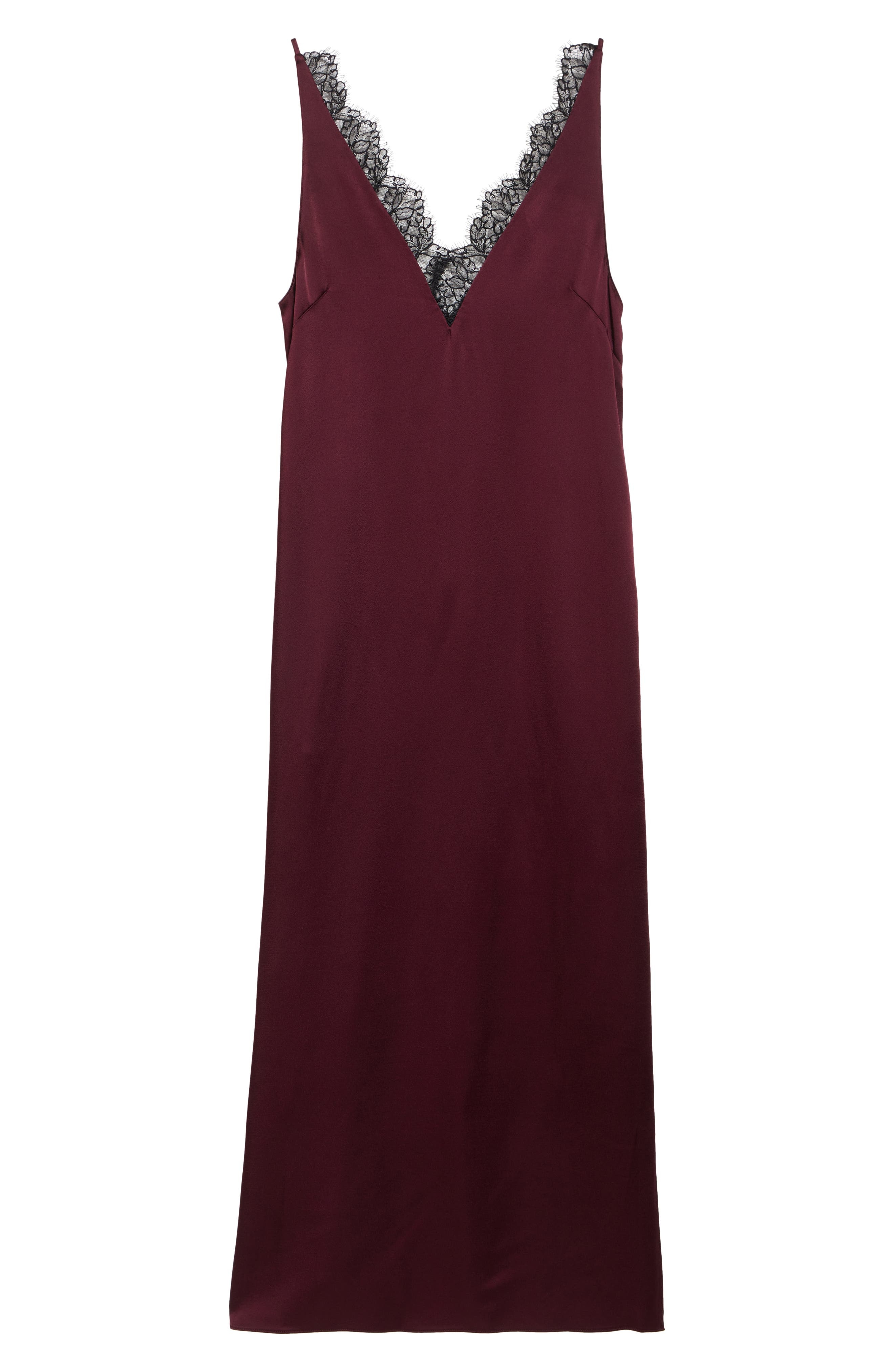 Stella McCartney Lace Trim Satin Slipdress in Bordeaux at Nordstrom - 5