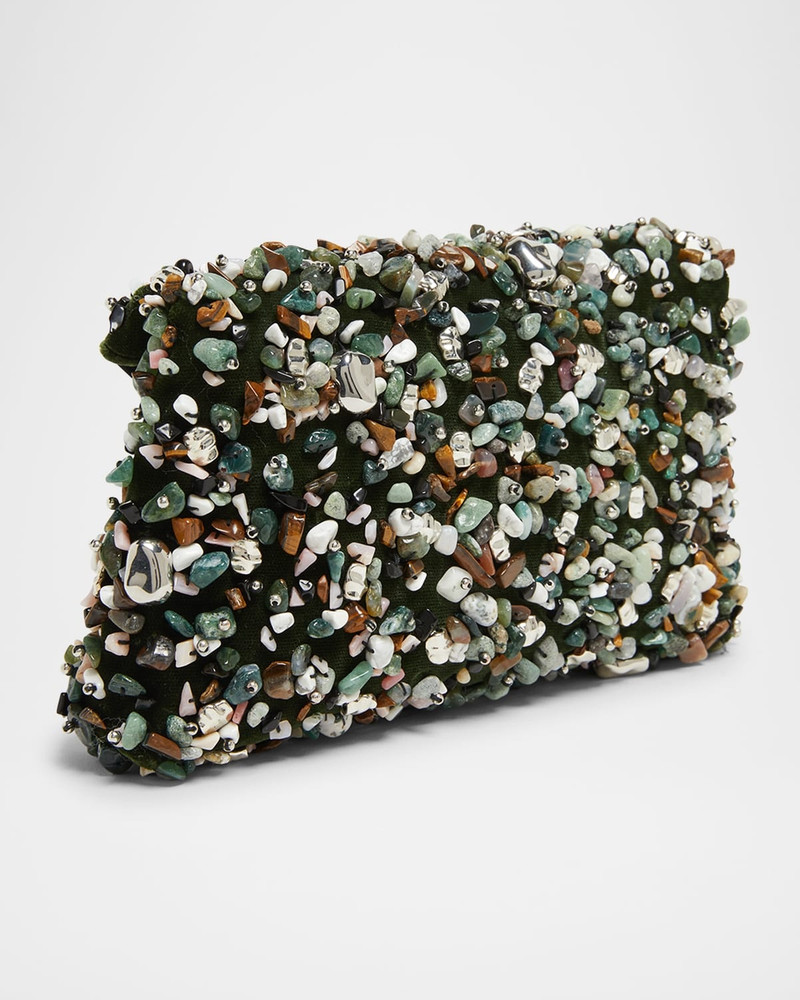 Dries Van Noten Stone-Embellished Envelope Clutch Bag outlook
