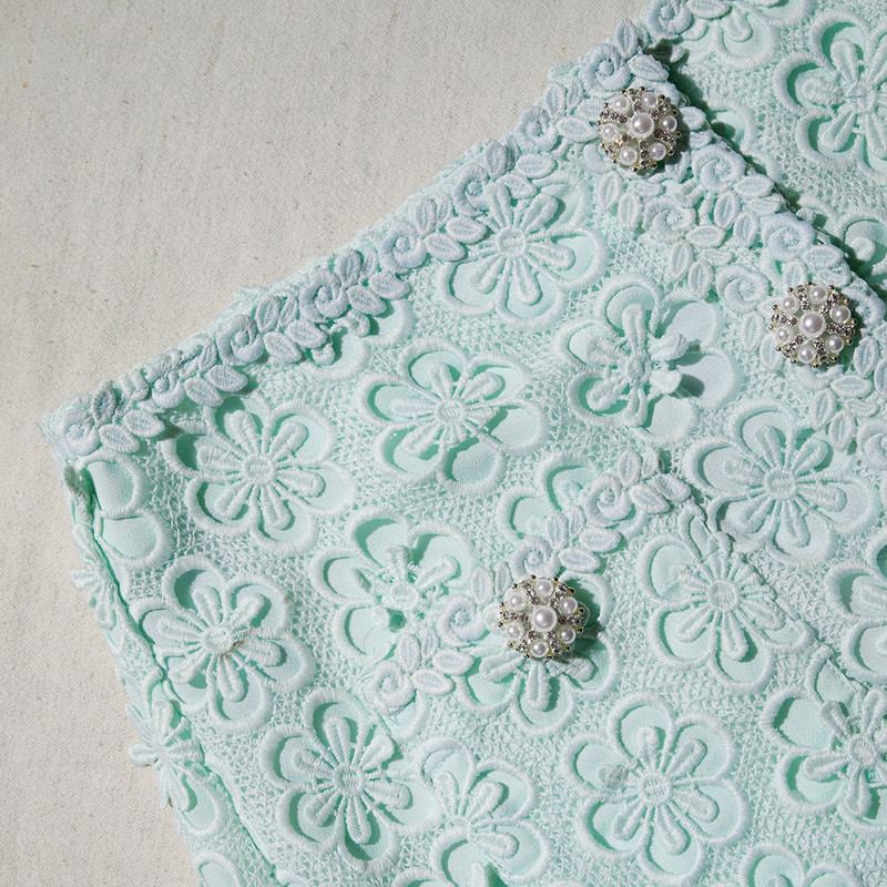 Blue Daisy Guipure Mini Skirt 4