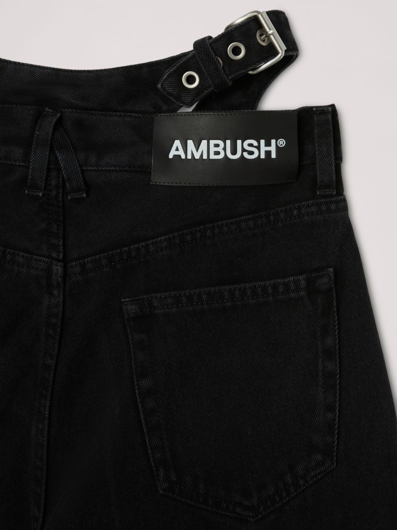 BELTED BAGGY DENIM PANTS - 3