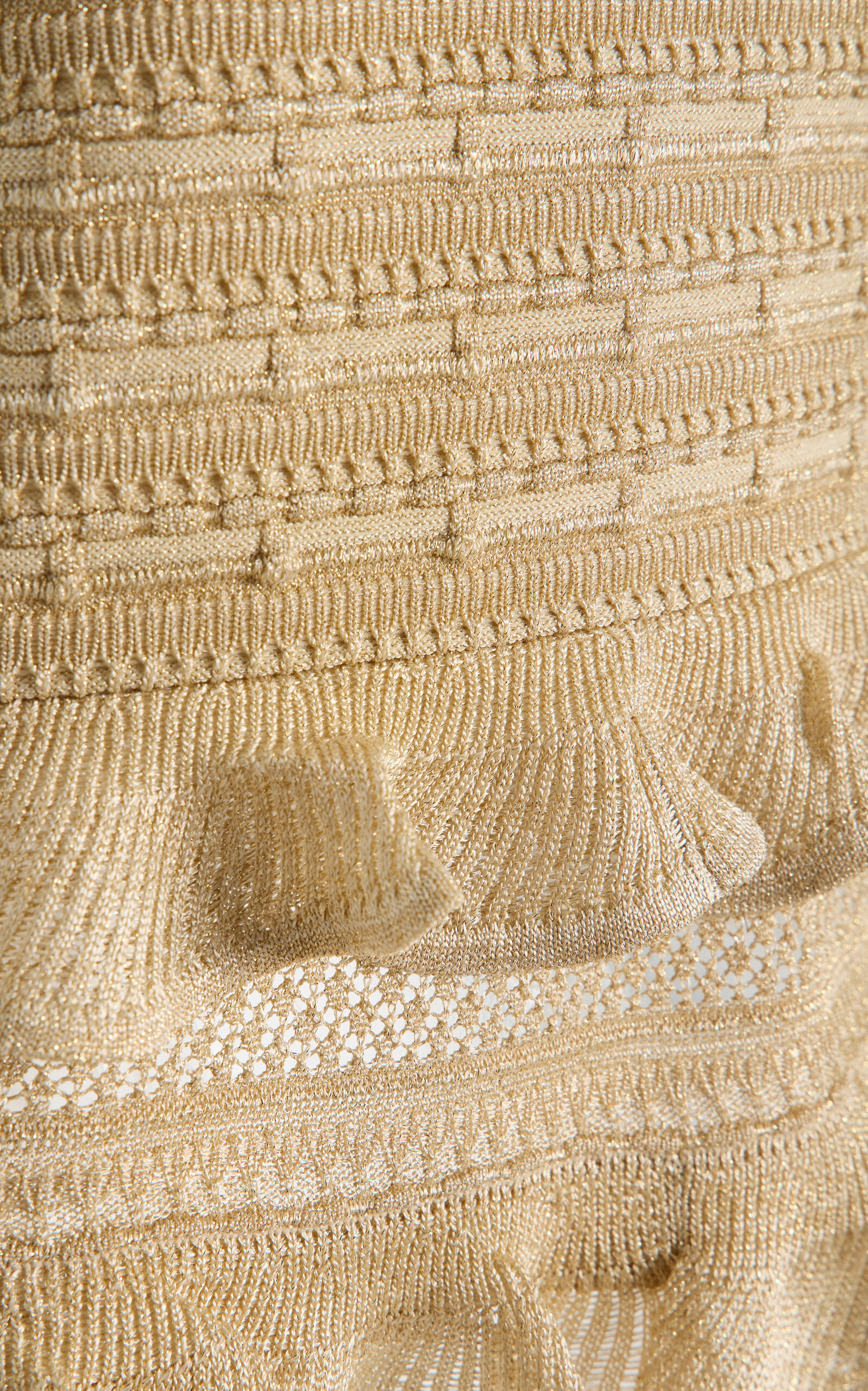Hypnotic Metallic Lace Knit Halter Top gold - 5