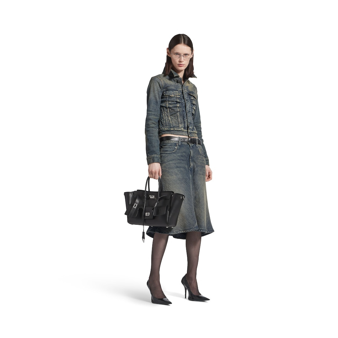 Women's Ruched Denim Jacket in Blue - 2