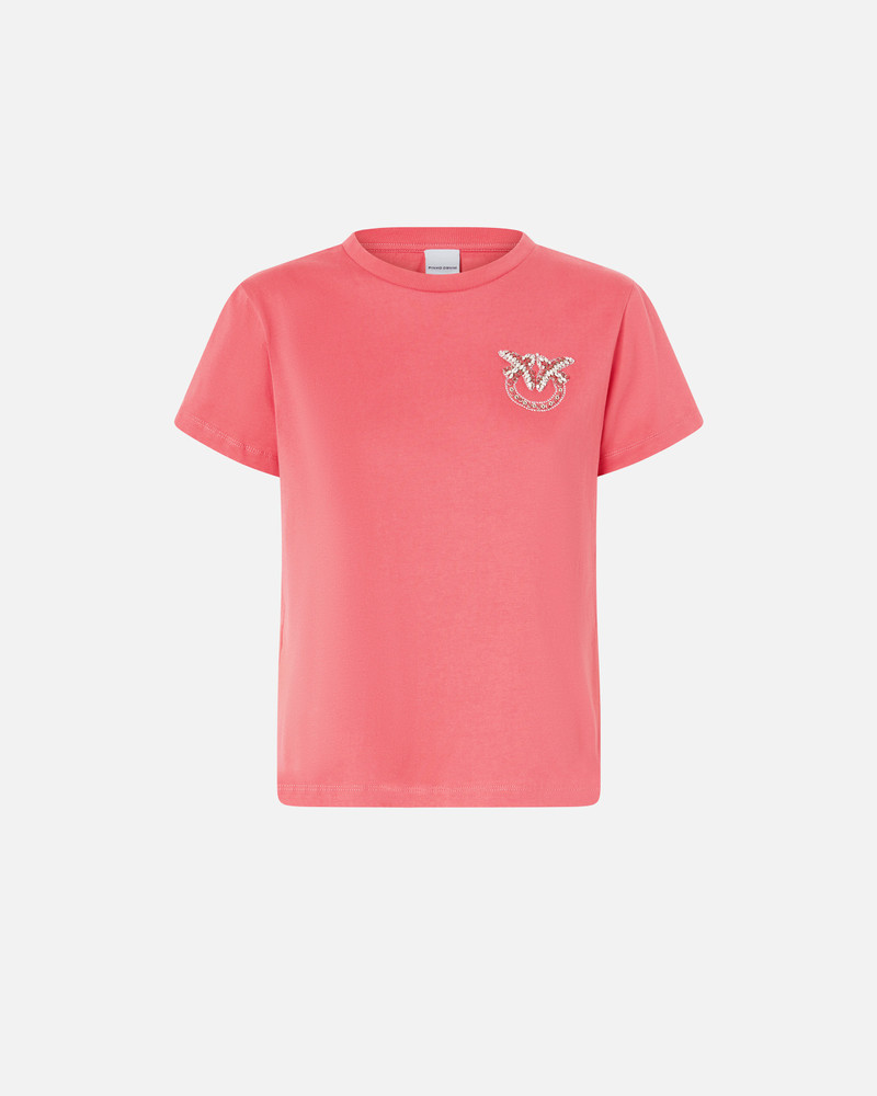 SHORT-SLEEVED T-SHIRT WITH BEJEWELLED LOVE BIRDS EMBROIDERY - 1