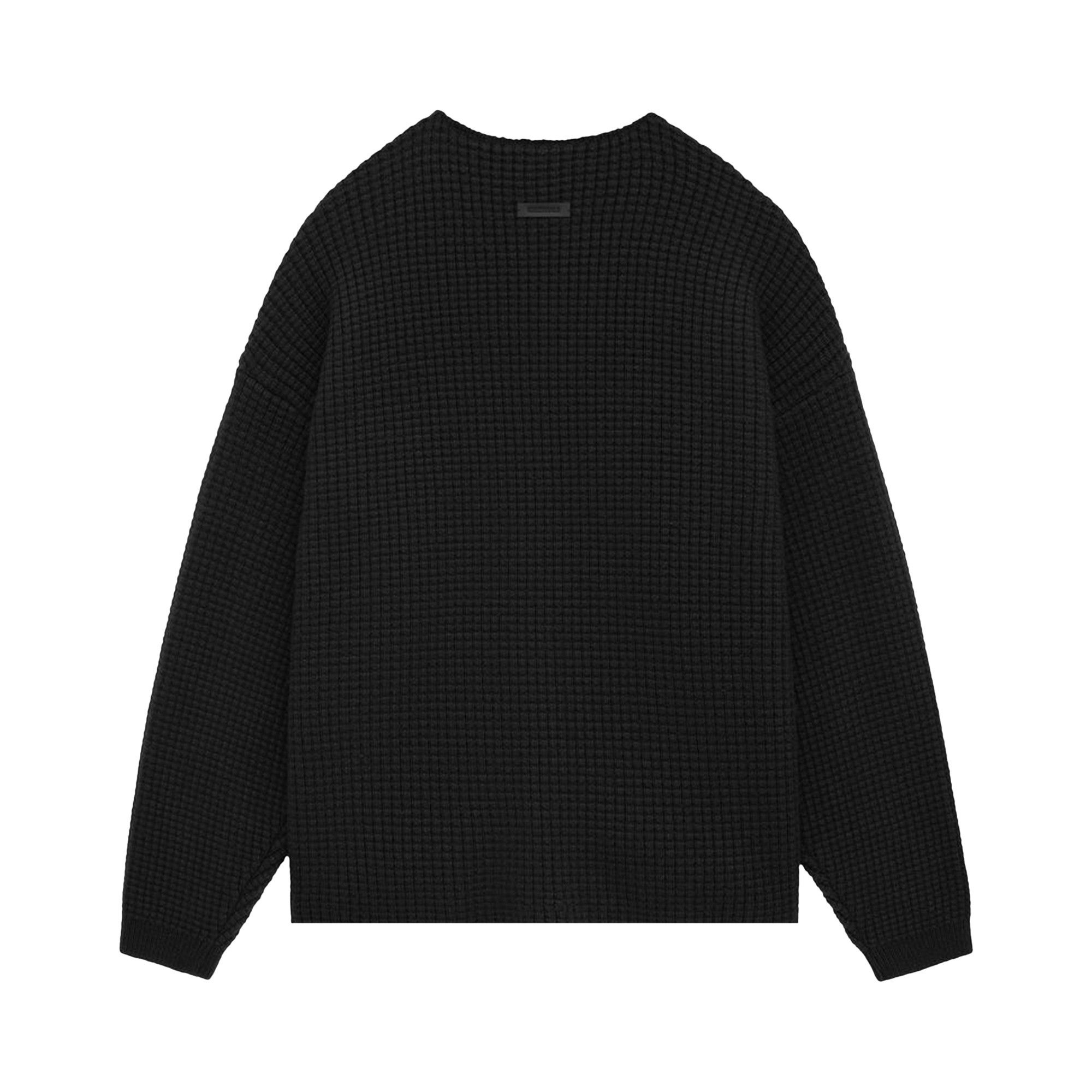 Fear of God Essentials Heavy Waffle Crewneck Sweater 'Black' - 2