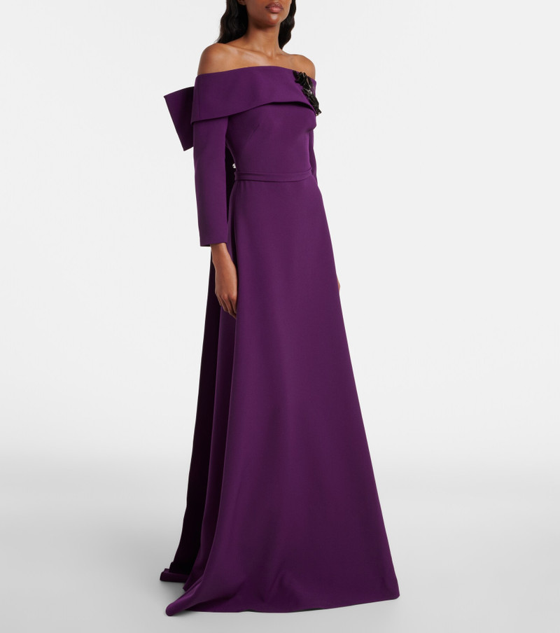 Safiyaa Lunelle embellished off-shoulder crêpe gown outlook