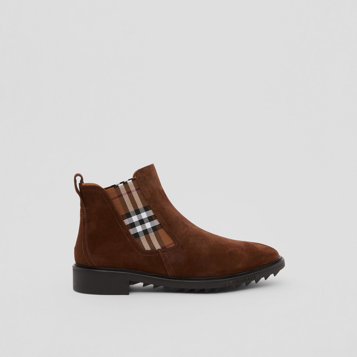 Vintage Check Detail Suede Chelsea Boots - 1