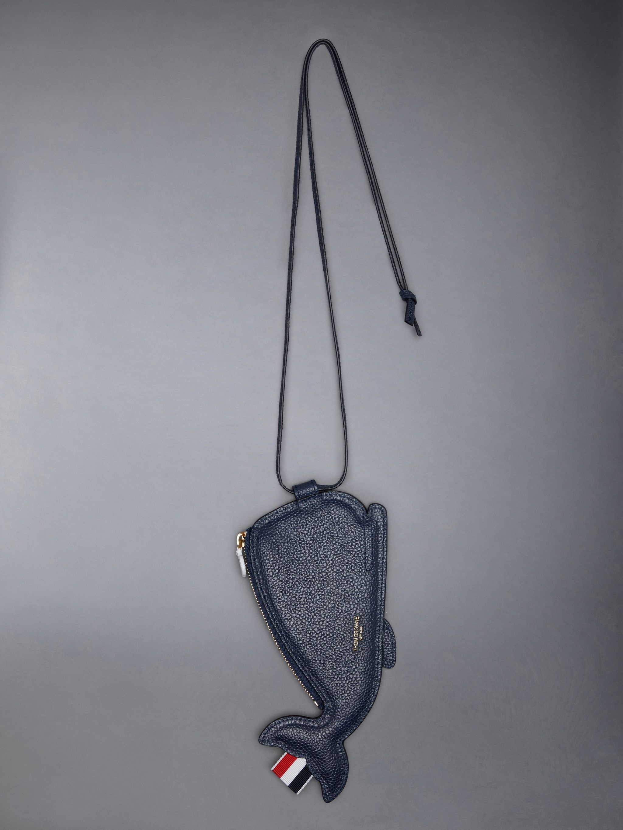 Pebble Grain Leather Mini Whale Zip Pouch - 2