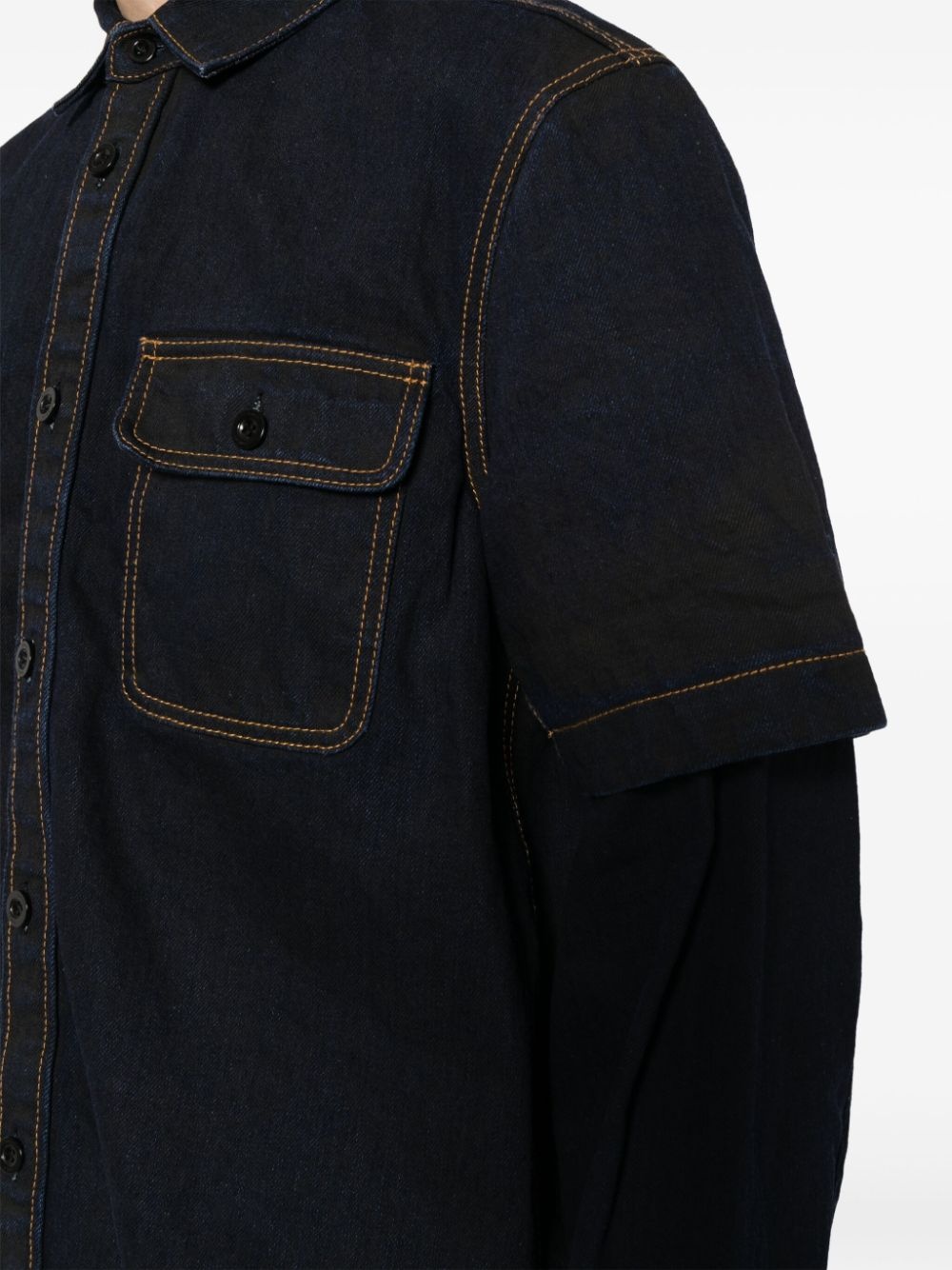 contrast-stitching denim jacket - 5