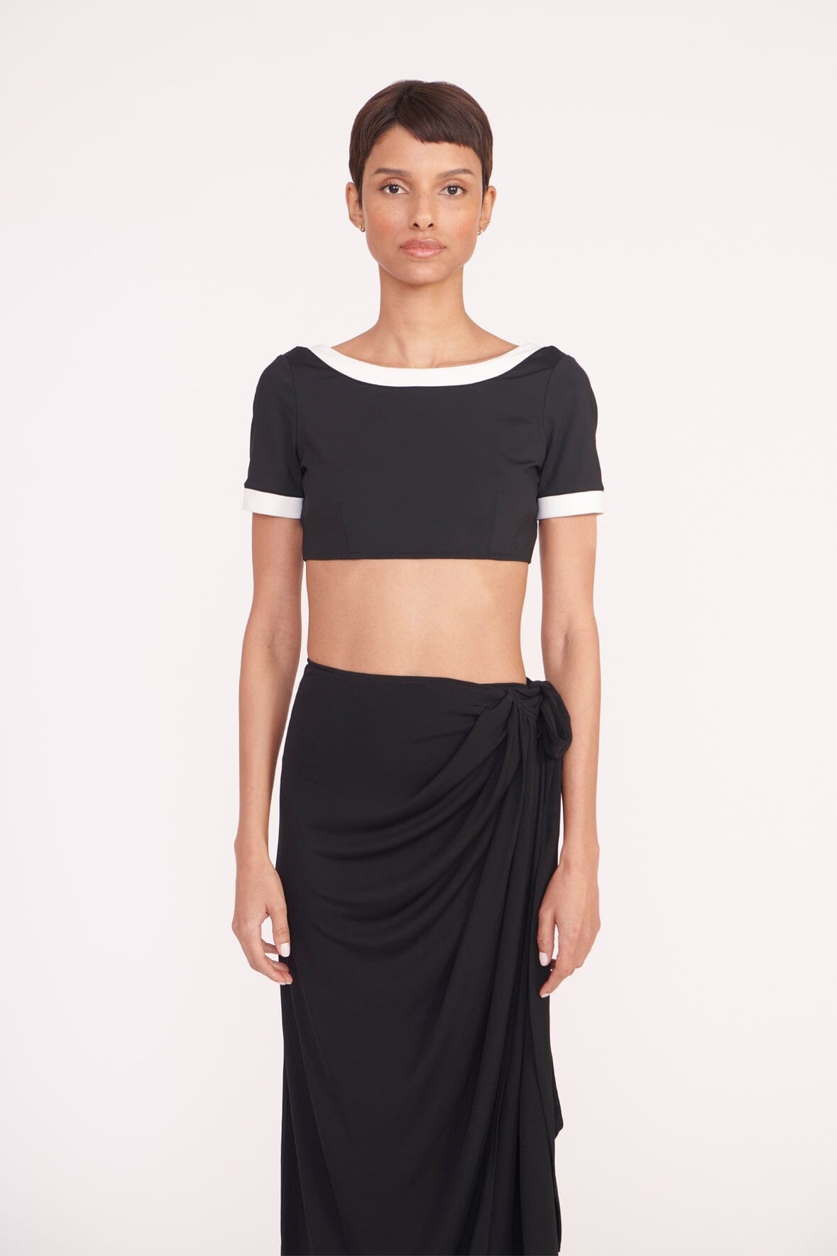 STAUD ANGELICA WRAP SKIRT BLACK - 5