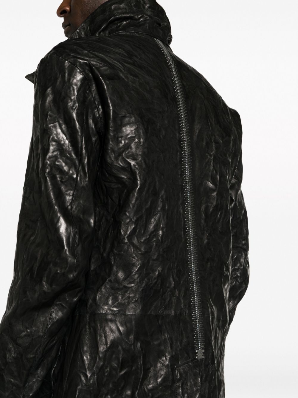 leather wrinkled-effect jacket - 5