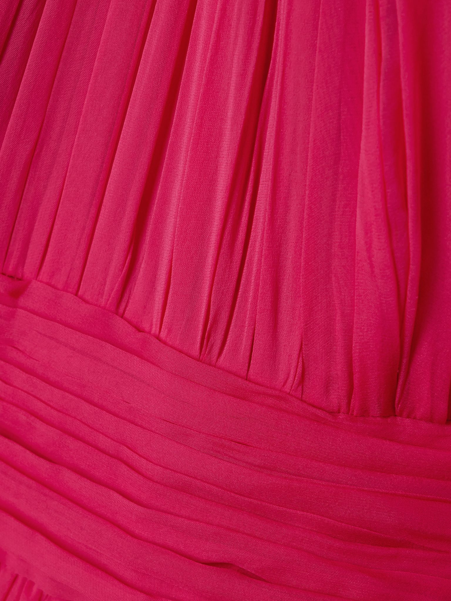 Cape-effect gathered silk-chiffon gown Red - 4