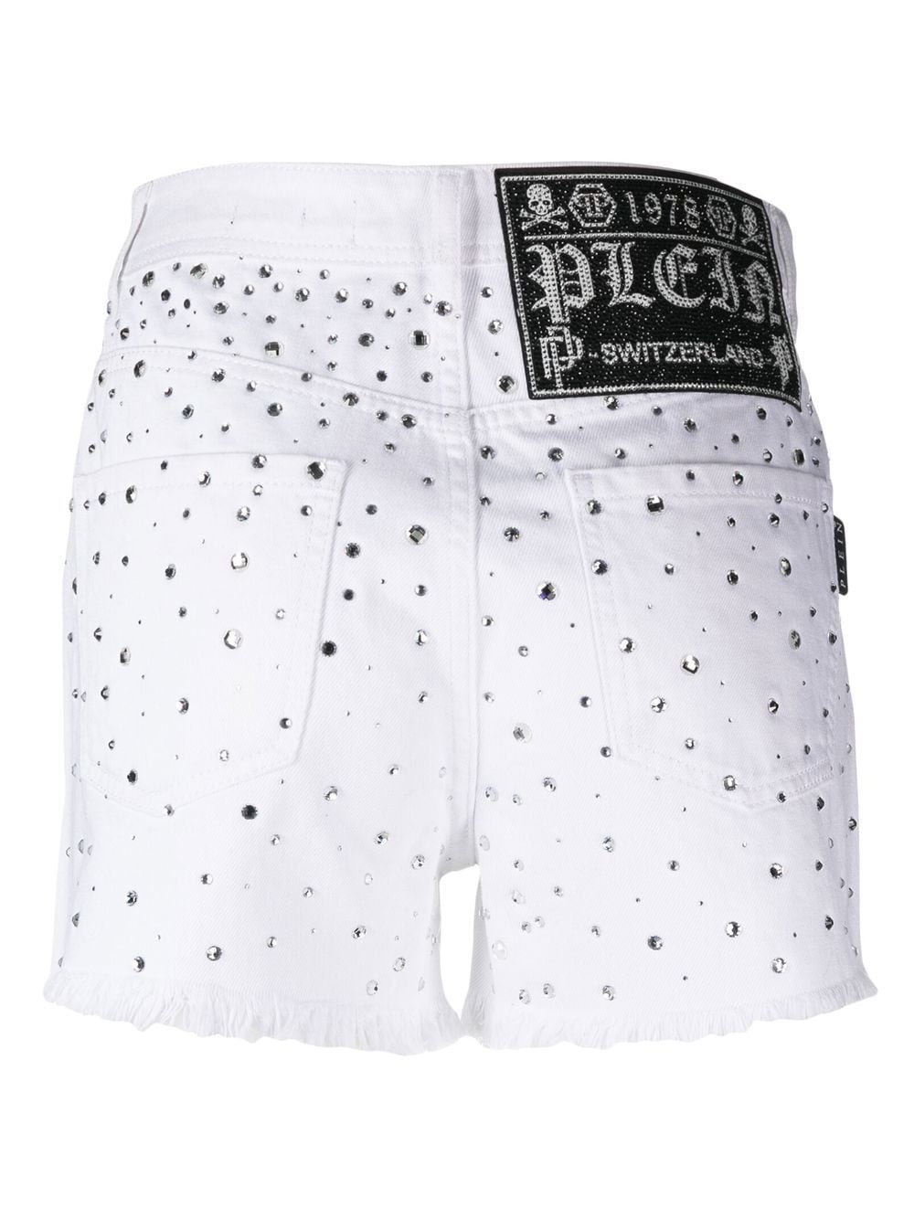 logo-patch crystal-embellished shorts - 2