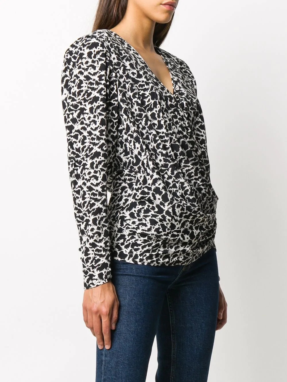 leopard-print wrap blouse - 3