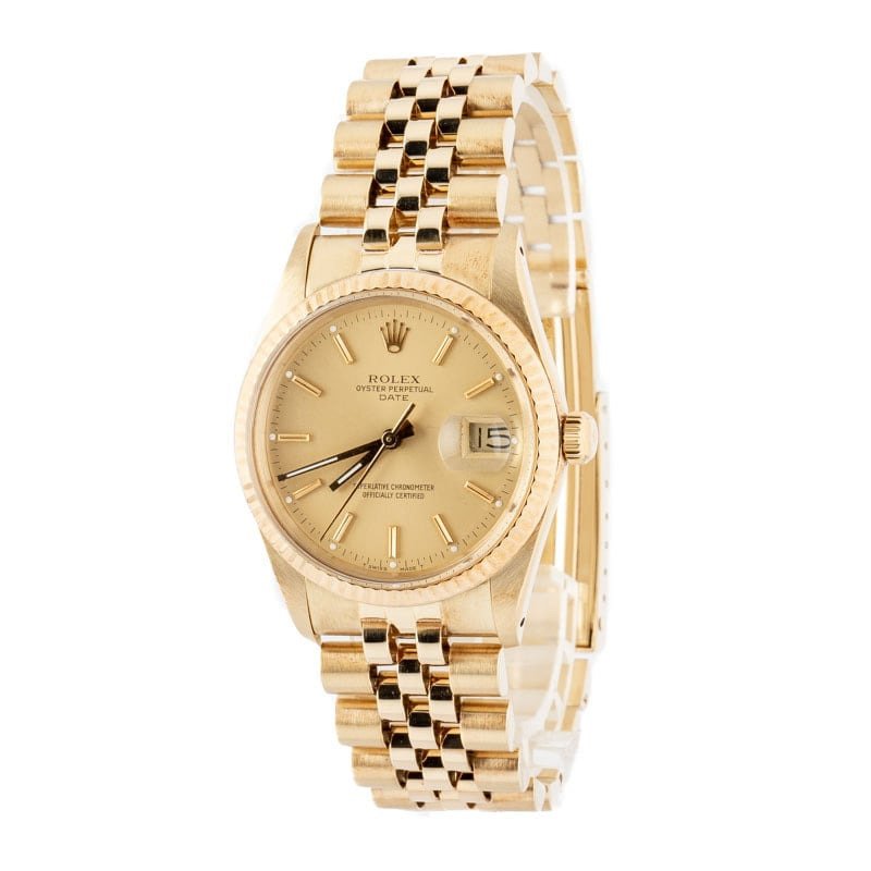 Used Rolex Date 15037 Champagne Index Dial - 2