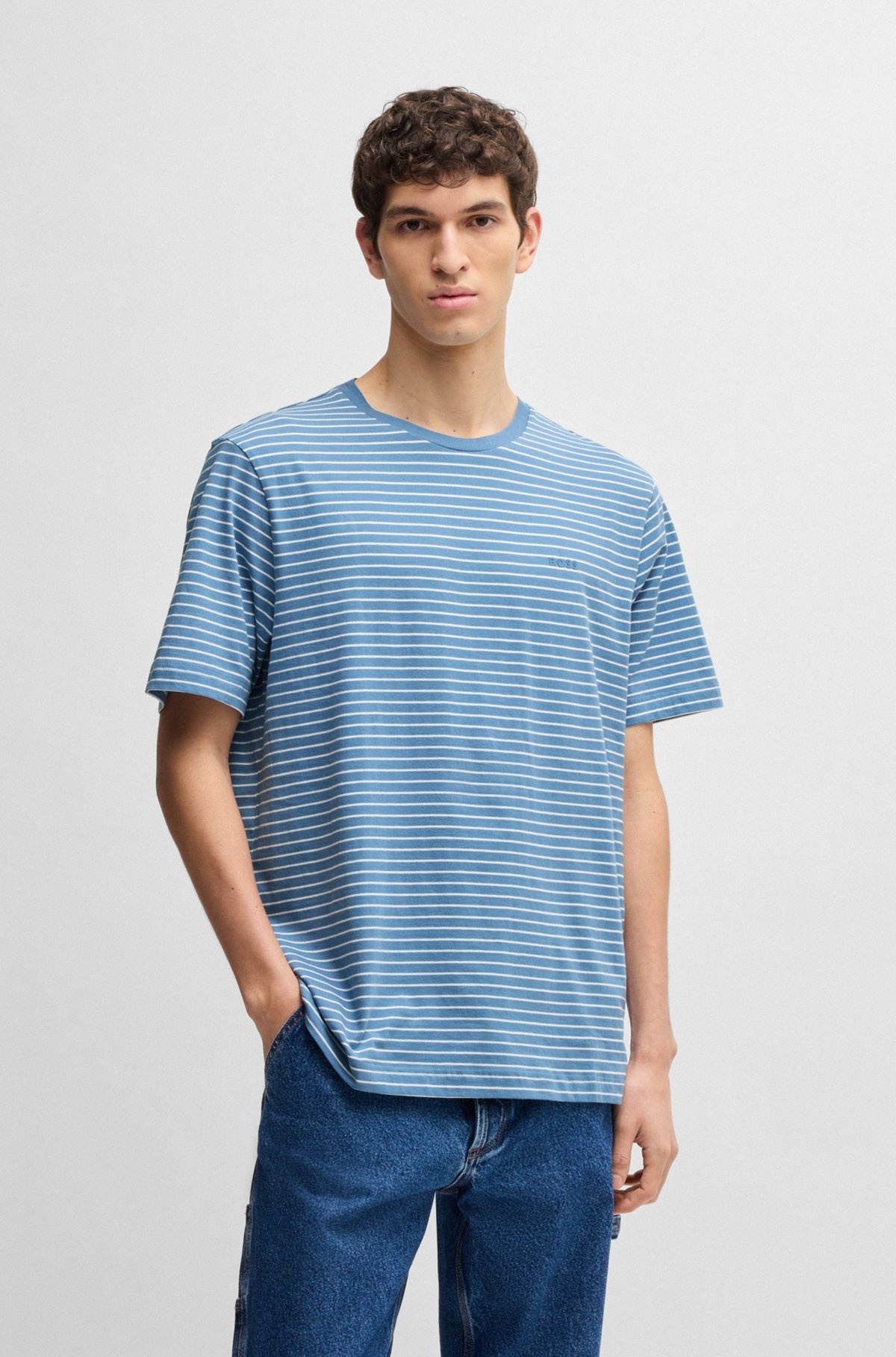 RELAXED-FIT T-SHIRT IN COTTON WITH HORIZONTAL STRIPES - 2