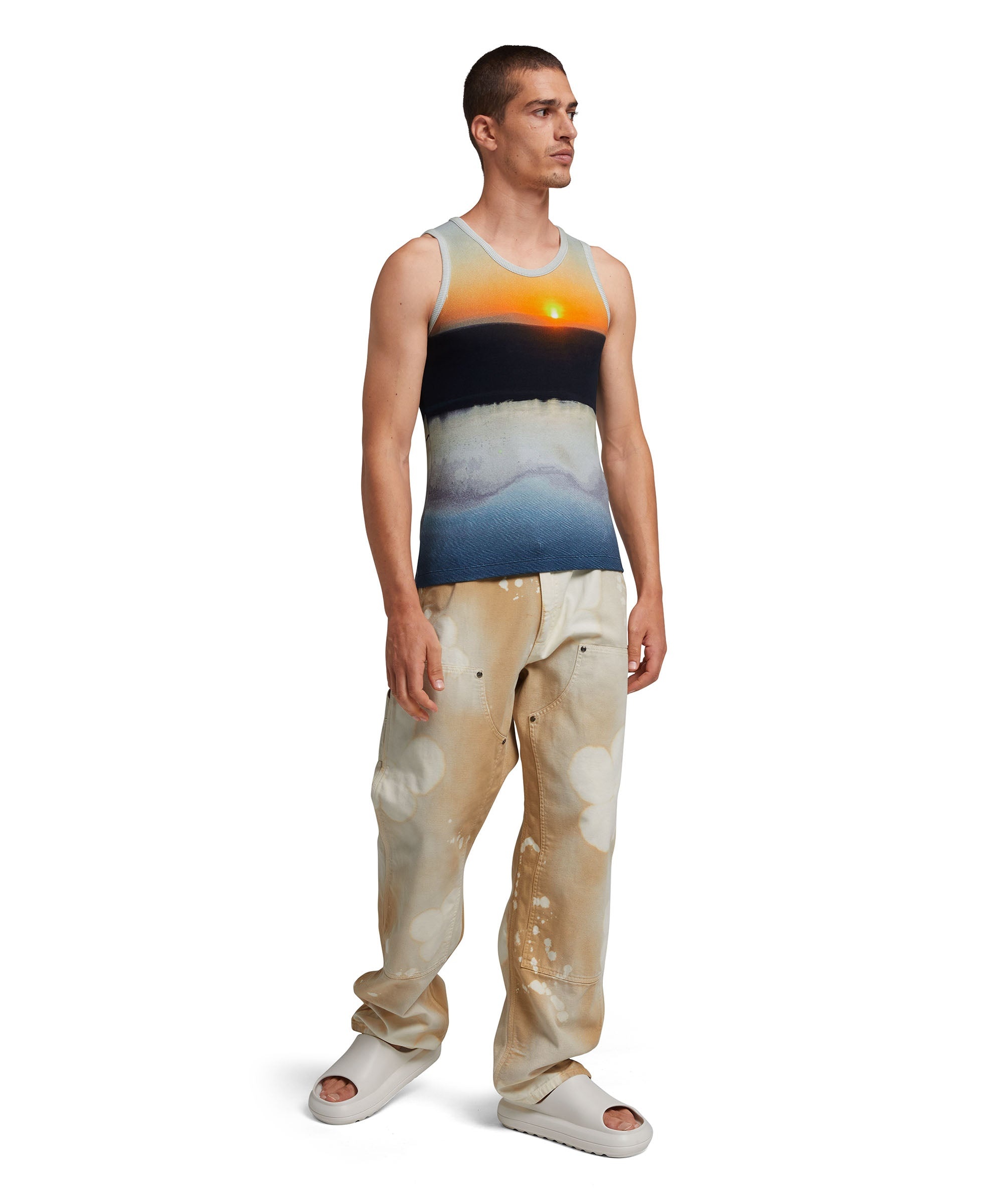 Tank top in ribbed jeresy with "Tanzanian gaze sunset" print - 5