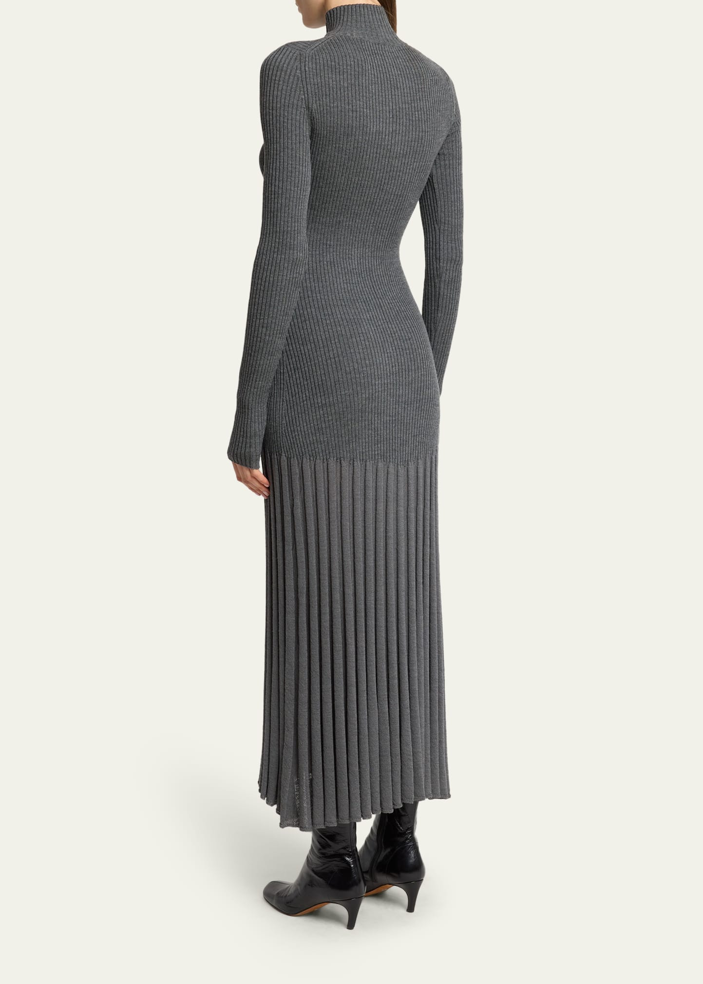 Jada Turtleneck Mutli-Rib Button-Front Maxi Dress - 3