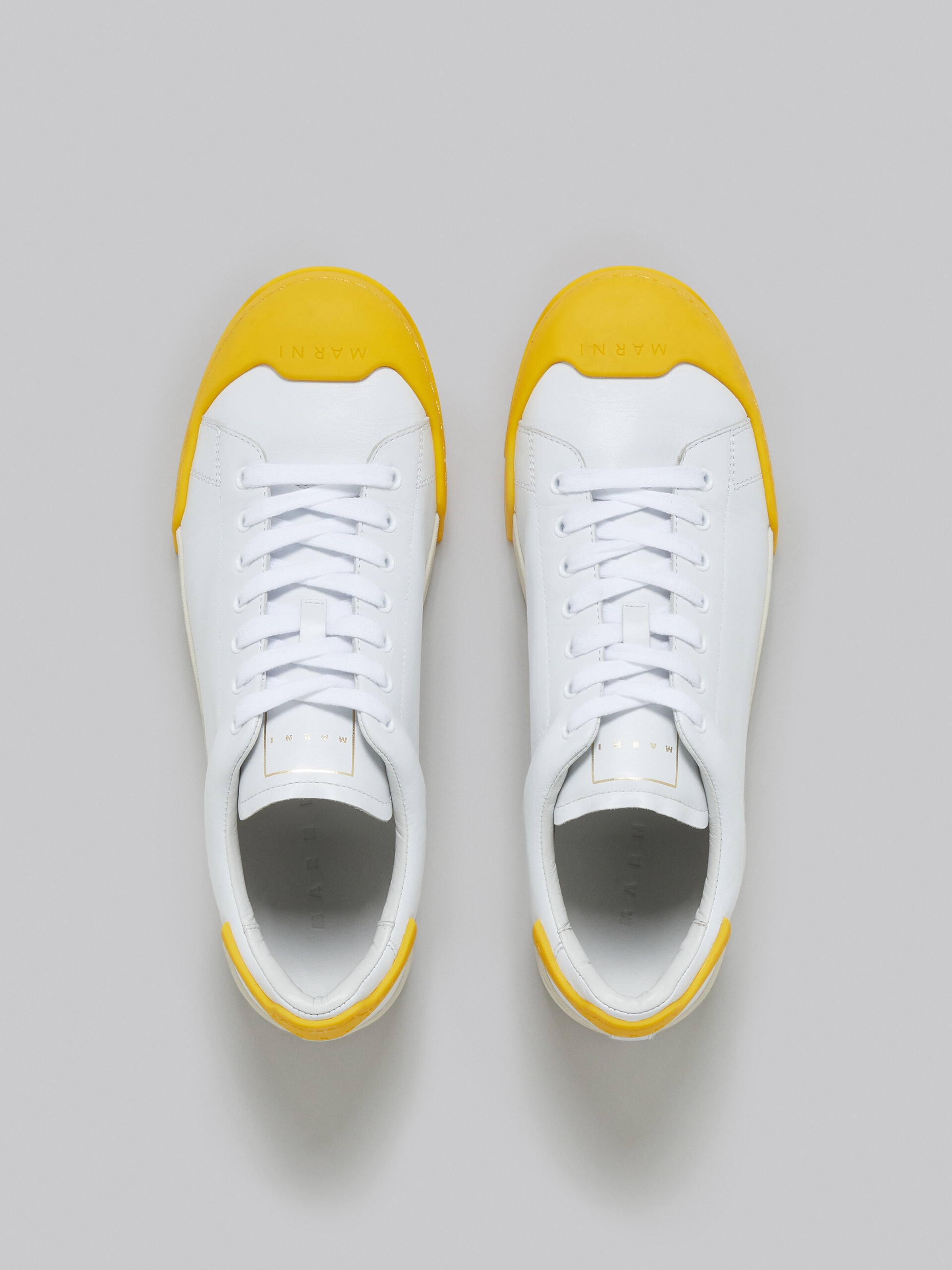 Marni DADA BUMPER SNEAKER IN WHITE AND YELLOW LEATHER