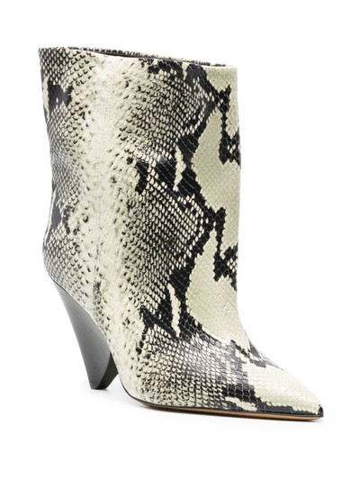 Isabel Marant Miyako 105mm snake-effect leather ankle boots outlook