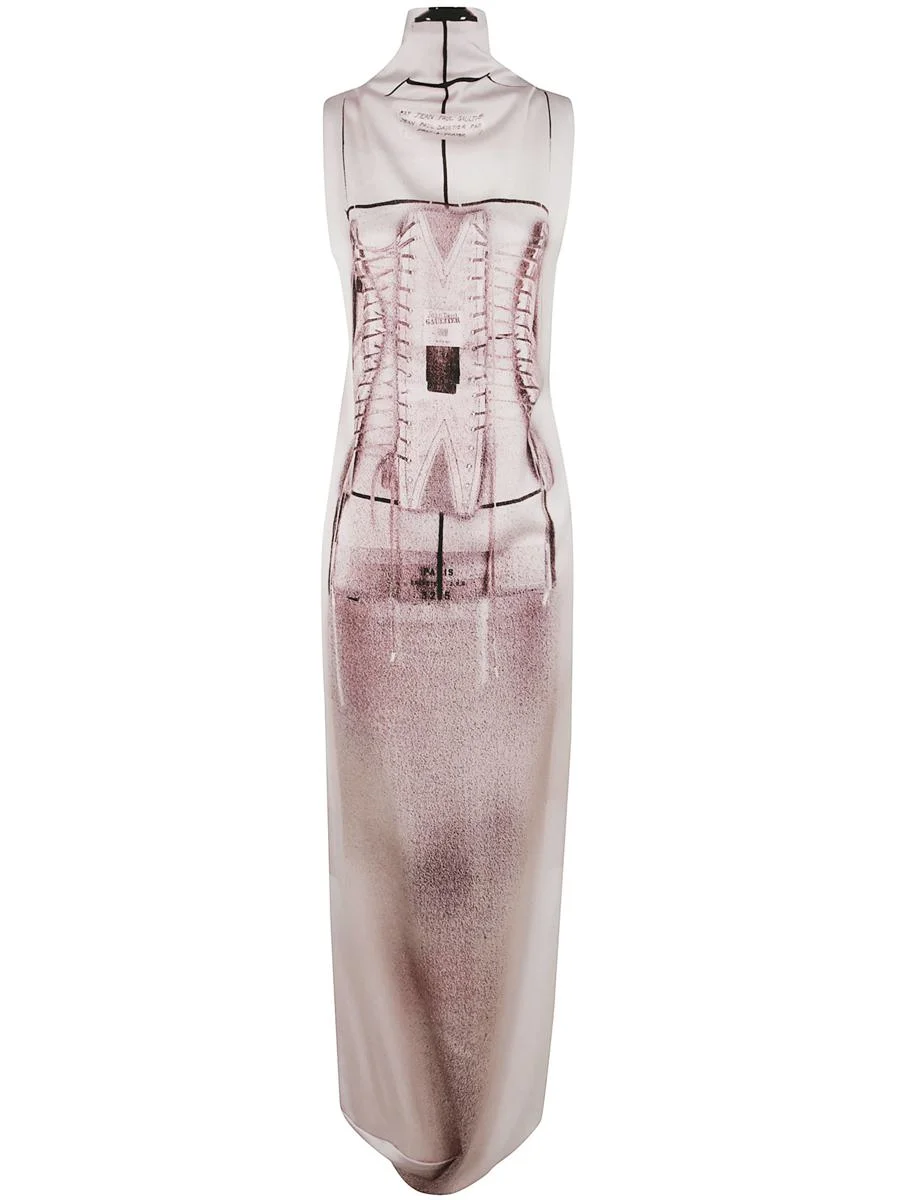 Jean Paul Gaultier Draped Long Dress With Trompe L'Œil Print Clothing - 1