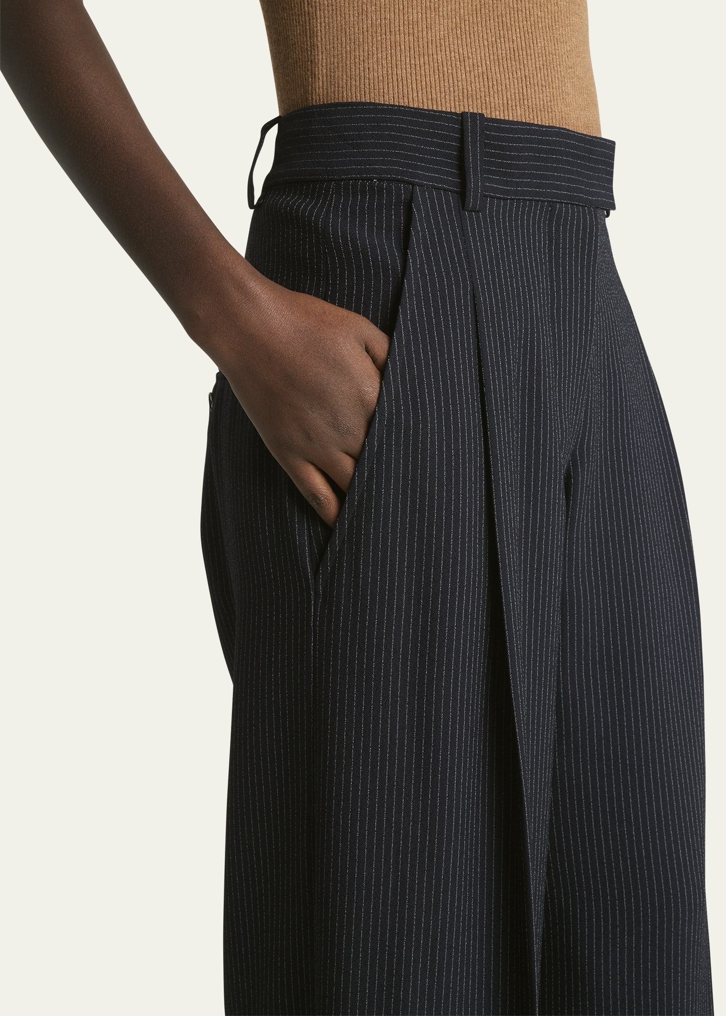 Romina Pinstripe Wide Leg Trousers - 5