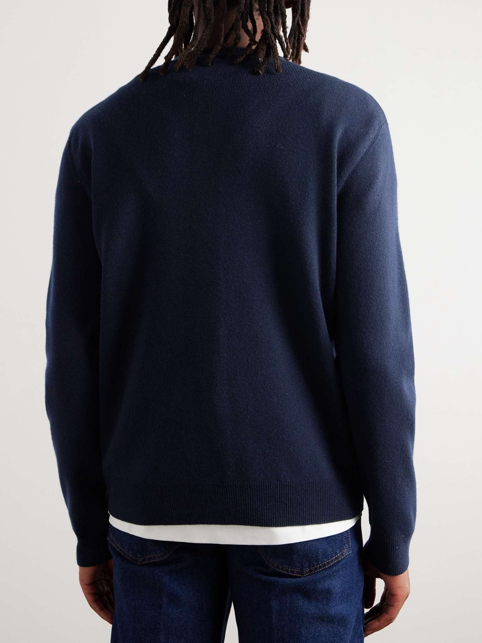 Logo-Jacquard Striped Wool and Cashmere-Blend Cardigan - 3