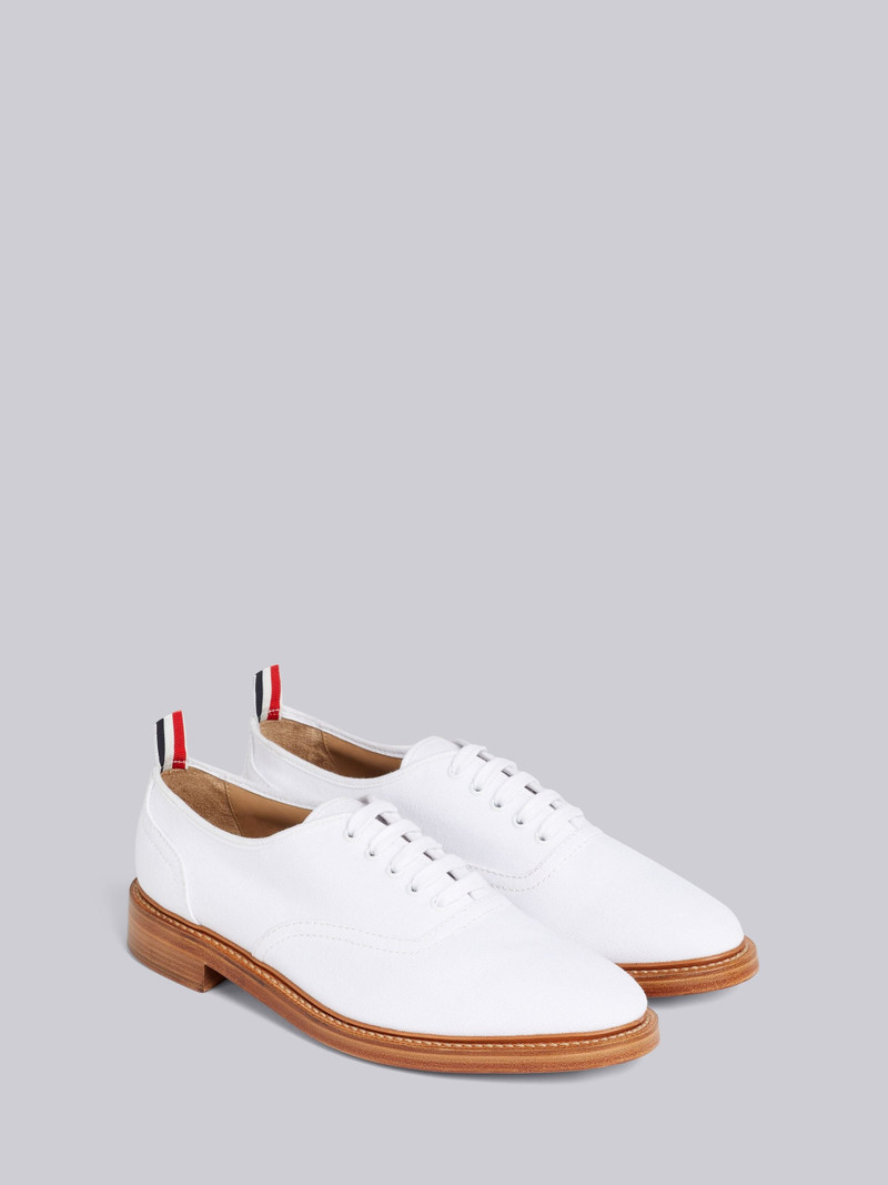 White Cotton Leather Sole Heritage Trainer 3