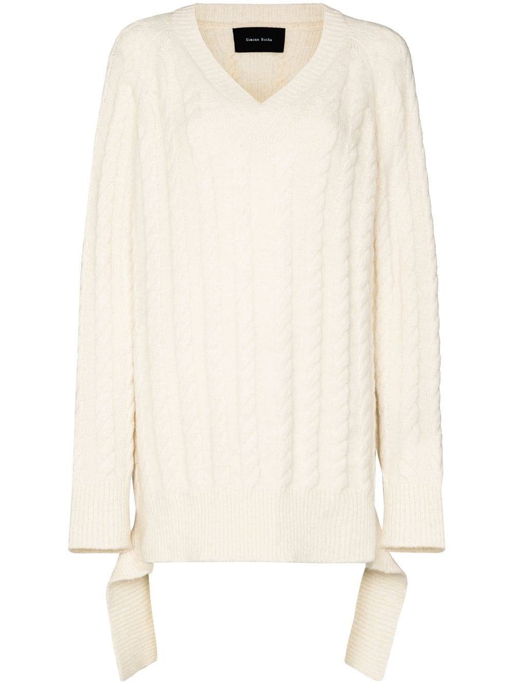 draped cable-knit jumper - 1