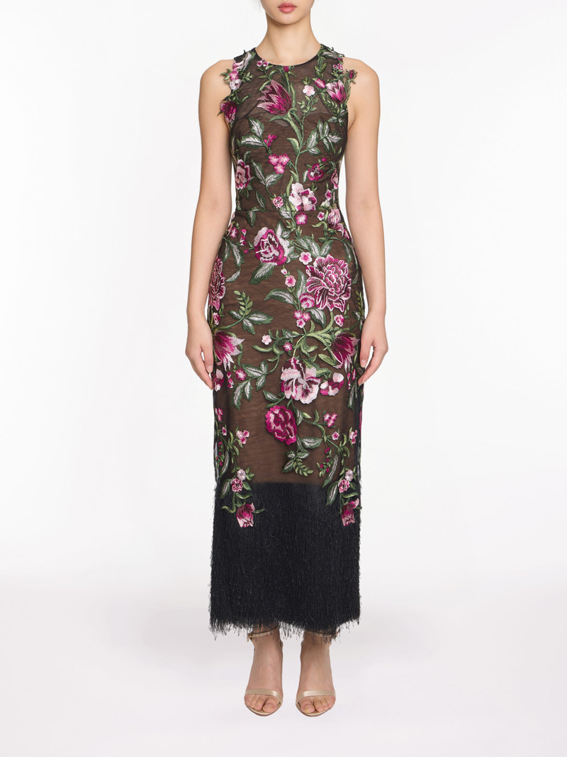 EMBROIDERED FRINGE MIDI DRESS 1
