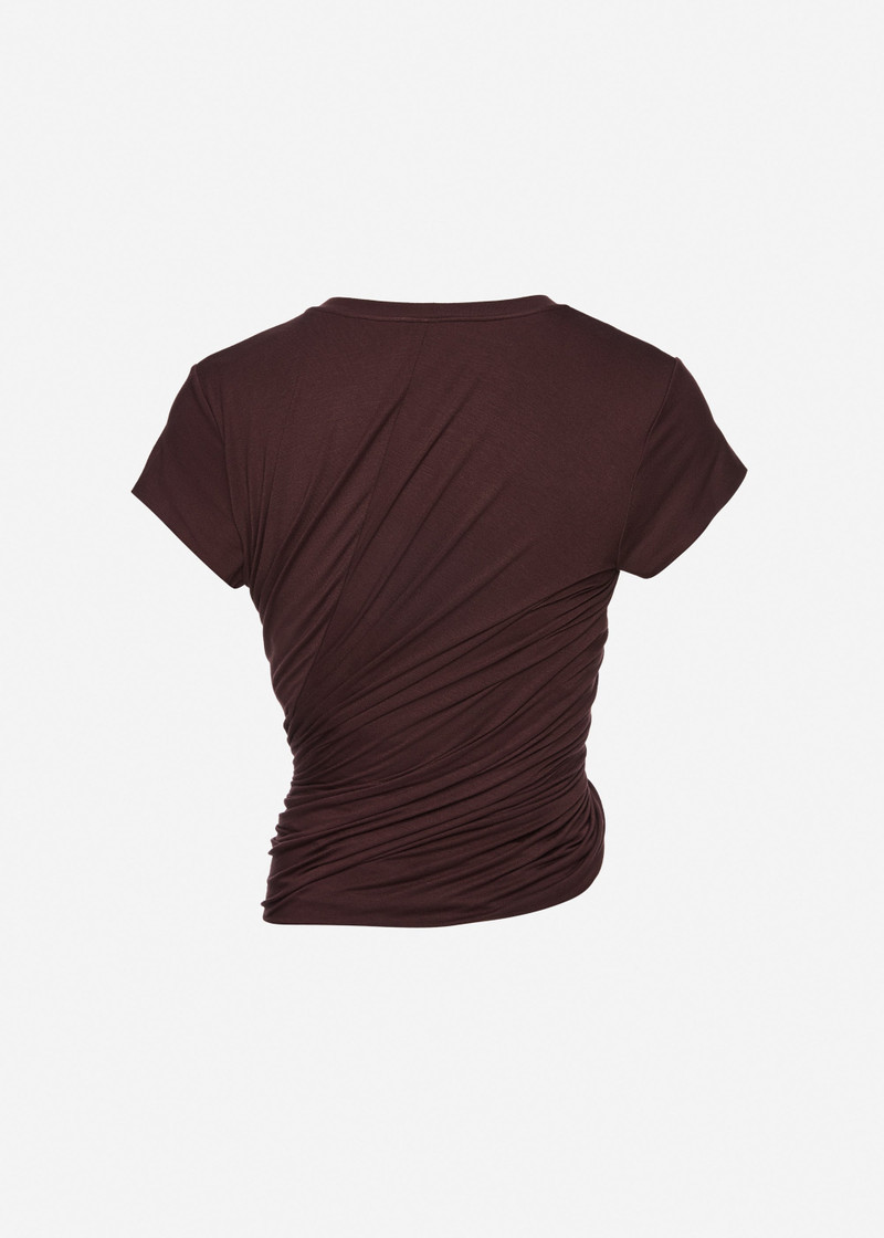 MAGDA BUTRYM Side-knot draped t-shirt in brown outlook