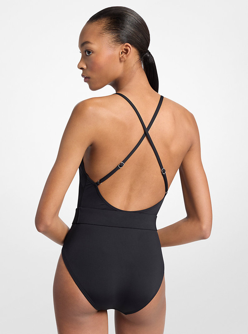 MICHAEL KORS Crossback Belted Swimsuit outlook