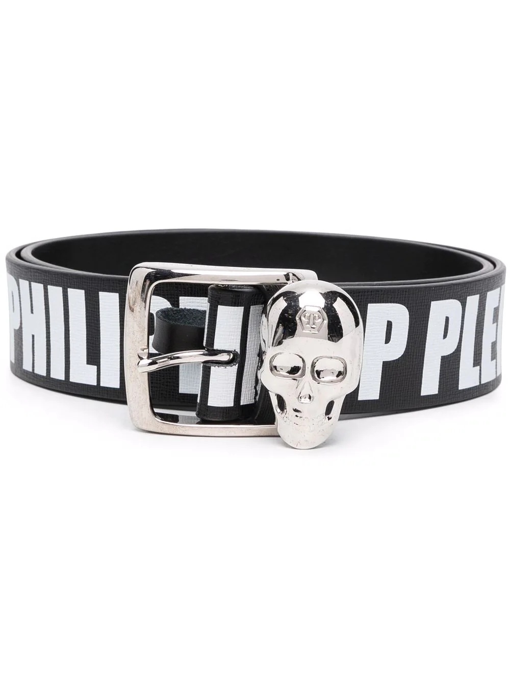 skull-appliqué logo-print belt - 1