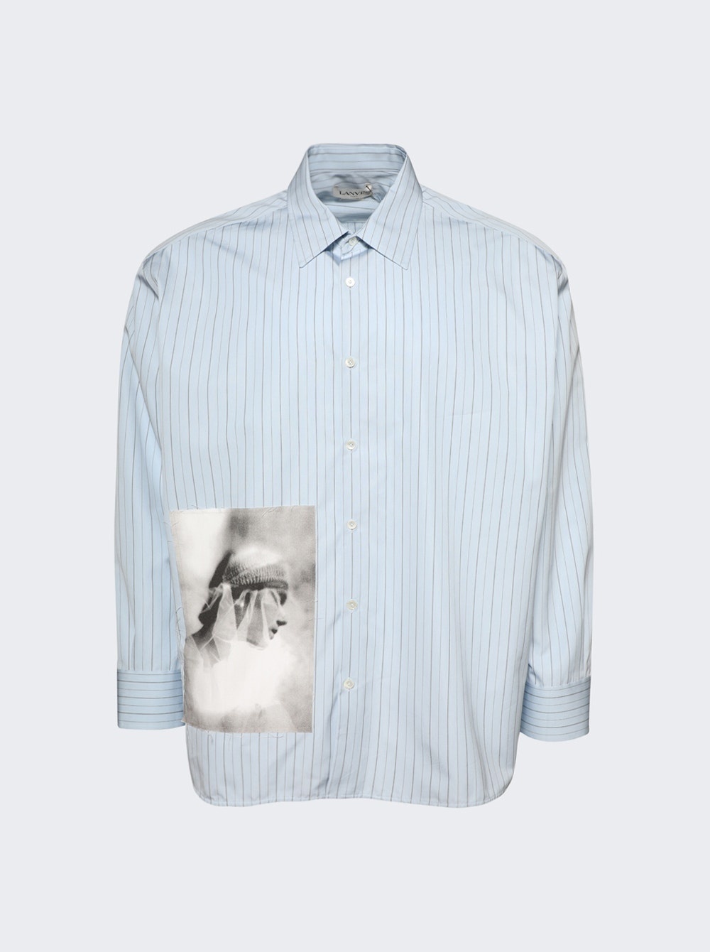 Asymmetrical Shirt Archives Print Blue - 1