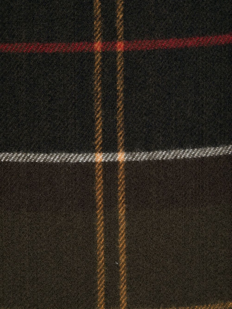 Barbour check-pattern fringed scarf outlook