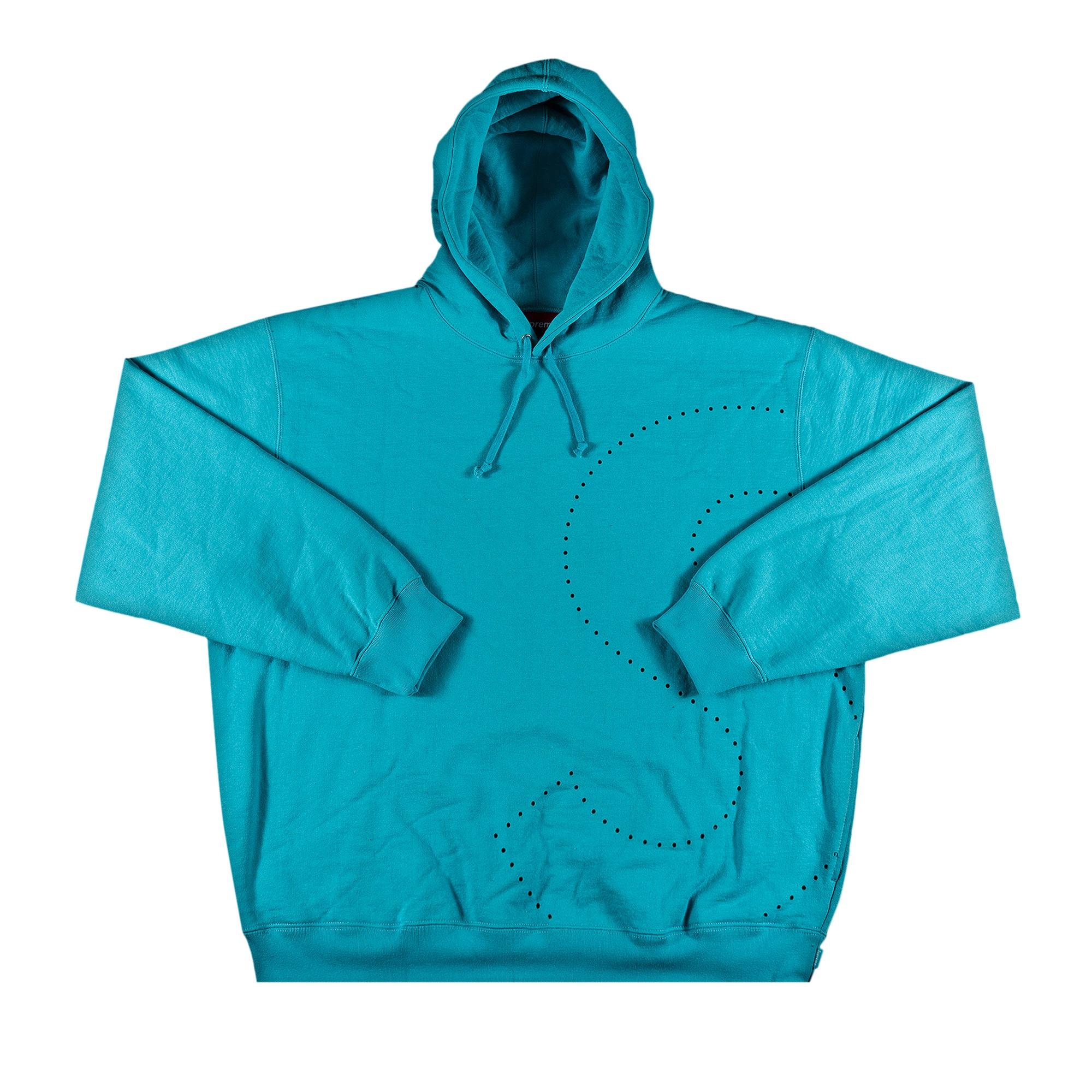 Supreme Laser Cut S Logo Hooded Sweatshirt 'Cyan' - 1