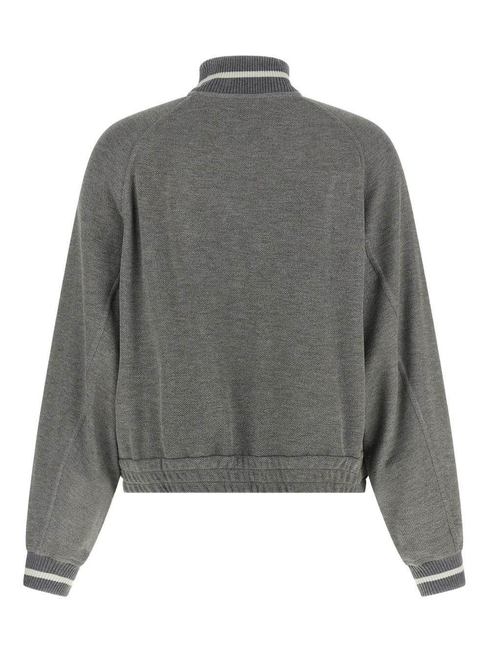 ribbed-knit cropped bomber jacket - 2