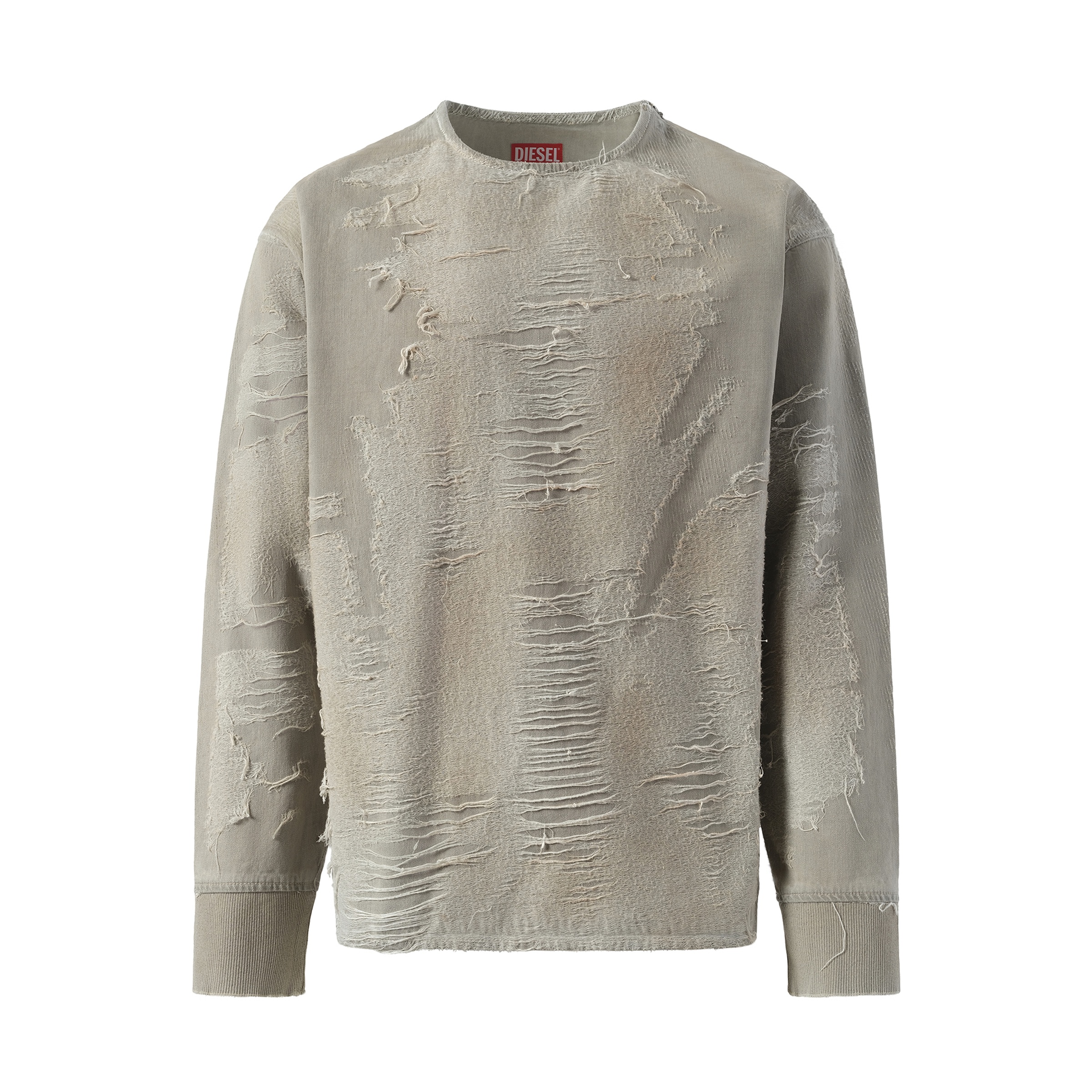 Distressed Effect Denim Sweater in Light Grey - 2