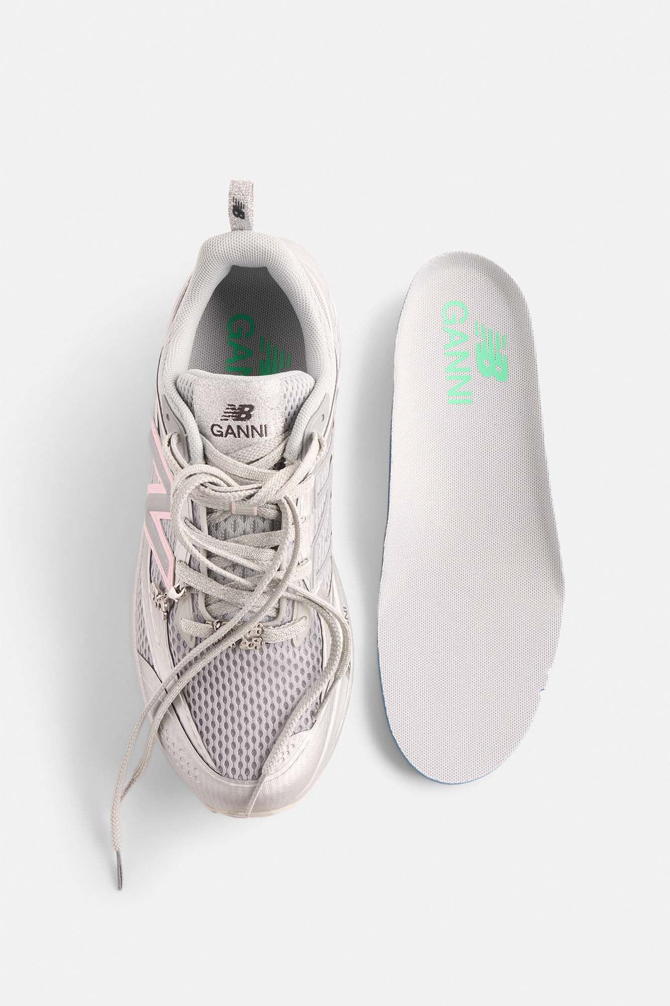 GANNI X NEW BALANCE SILVER AND PINK FFT TRAINERS - 4