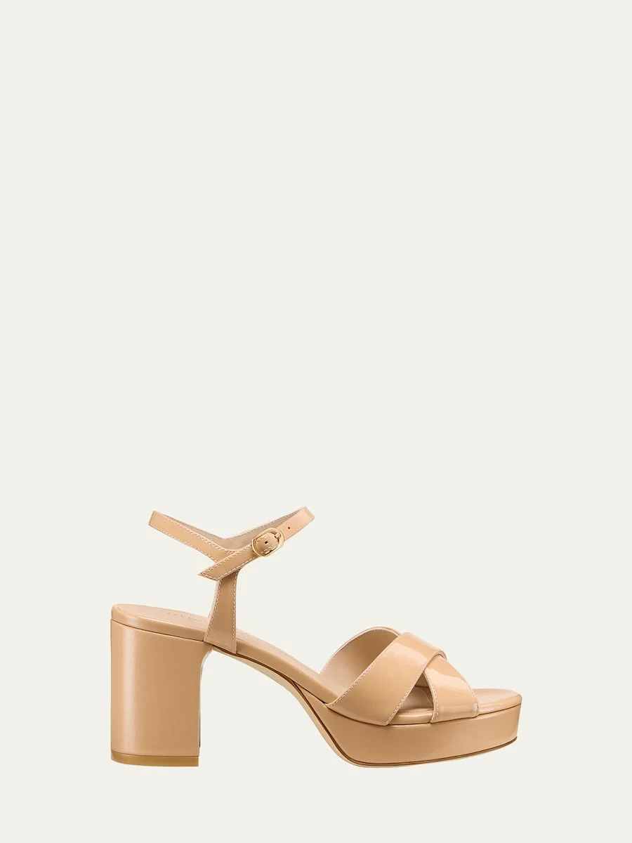 Dayna Patent Crisscross Platform Sandals - 1