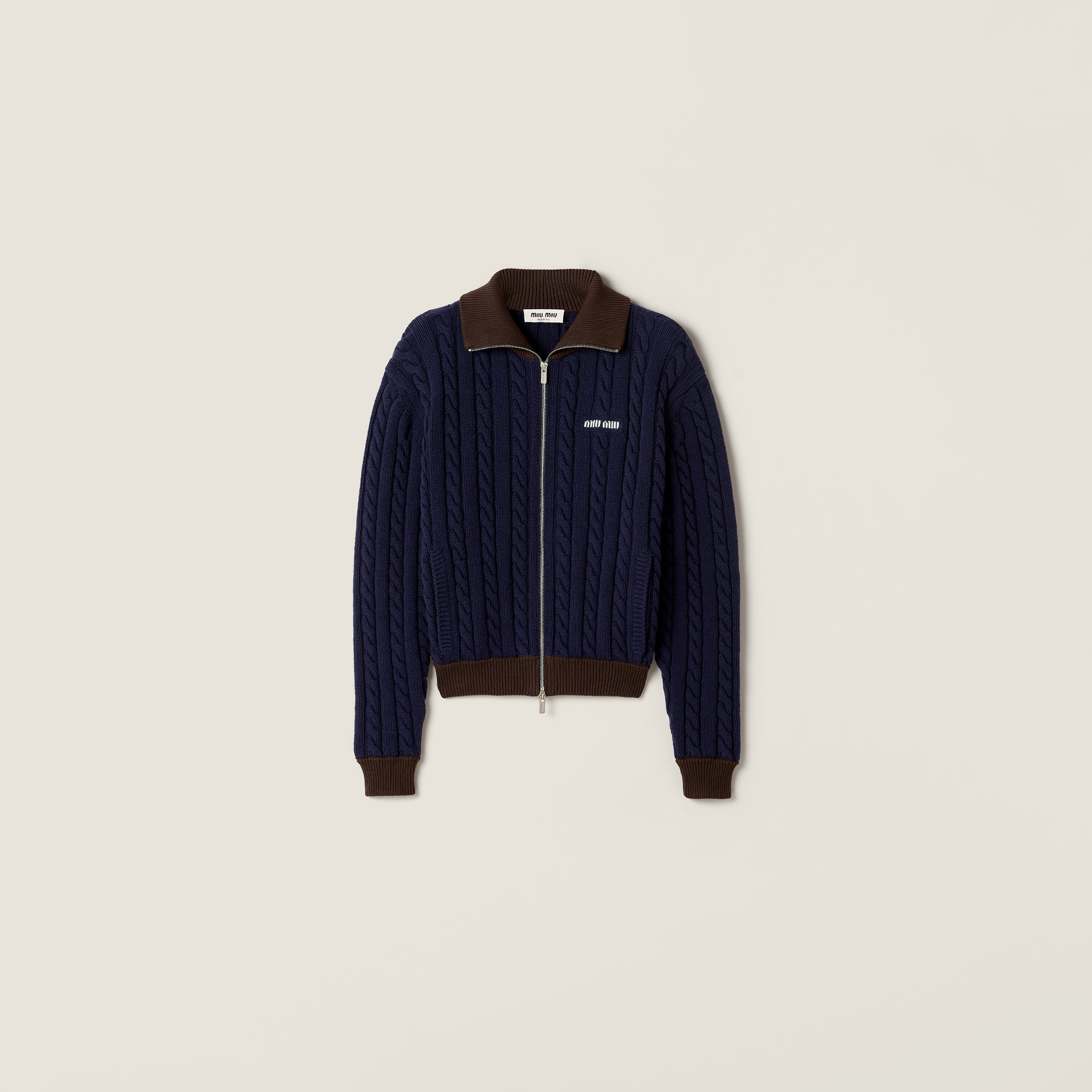 Wool and cotton zipper cardigan - 1
