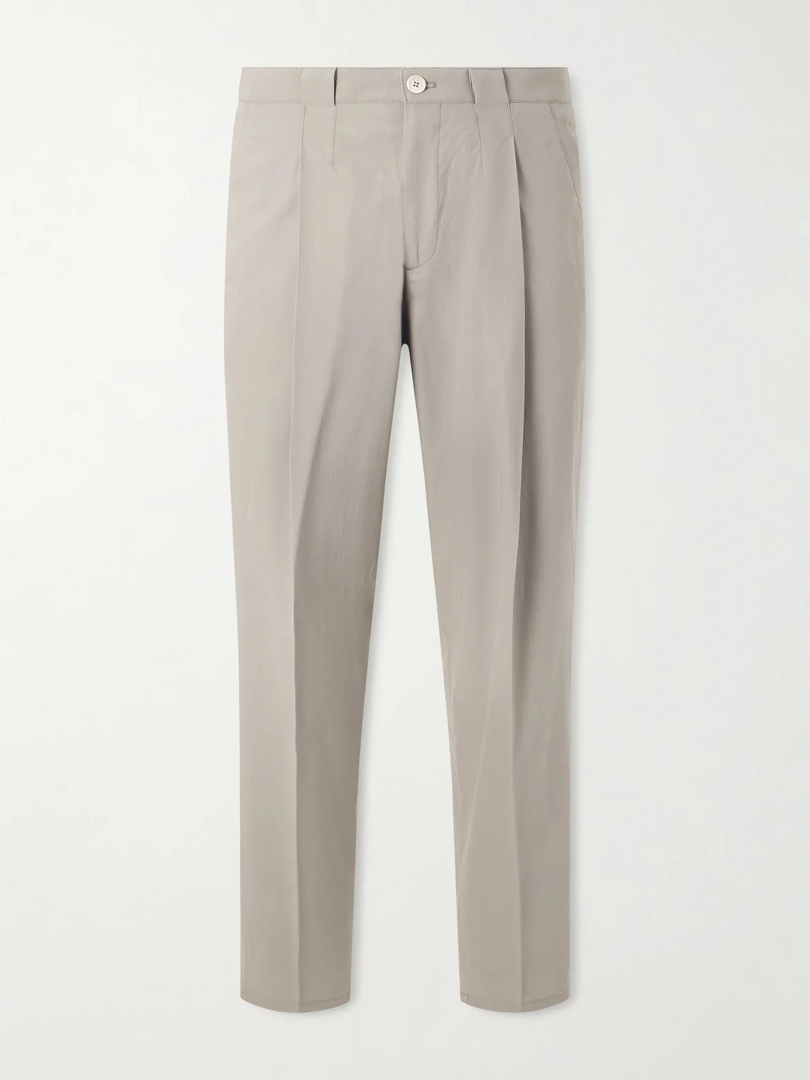 Straight-Leg Pleated Cotton-Twill Trousers - 1