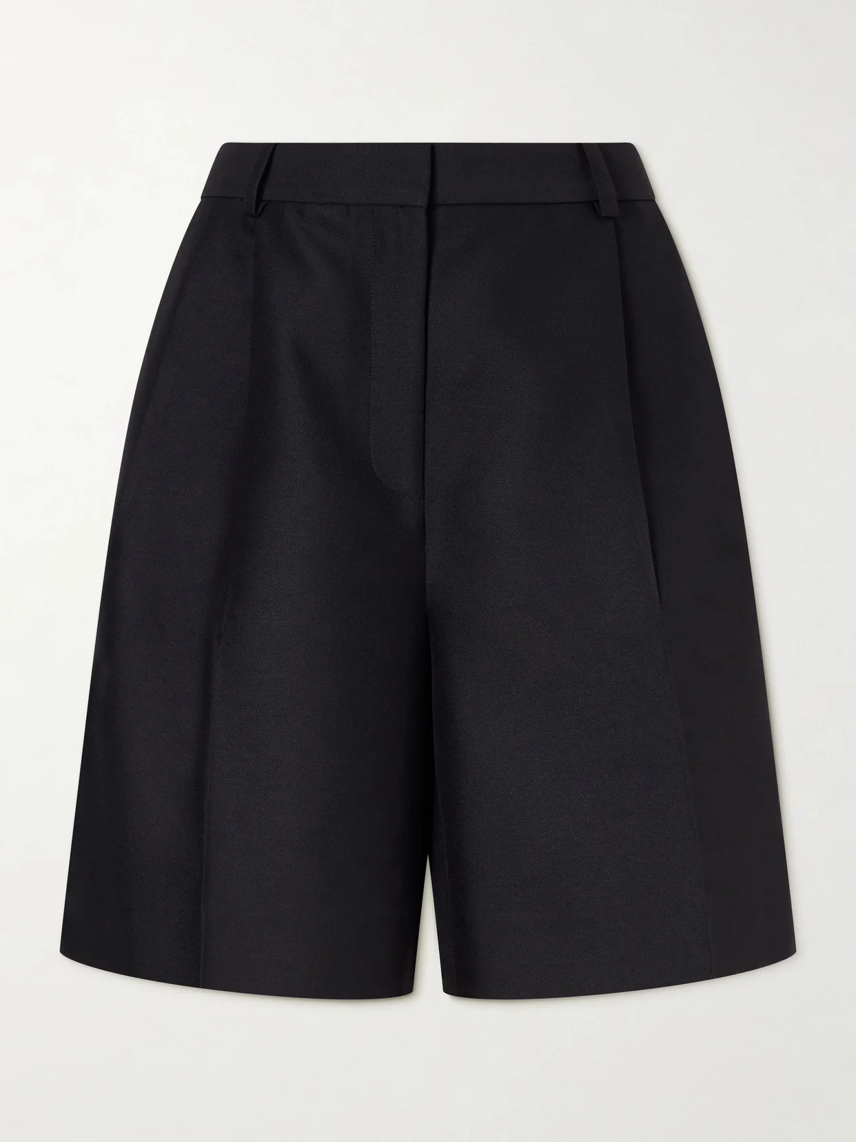Pleated Wool And Silk-blend Cady Shorts - 1