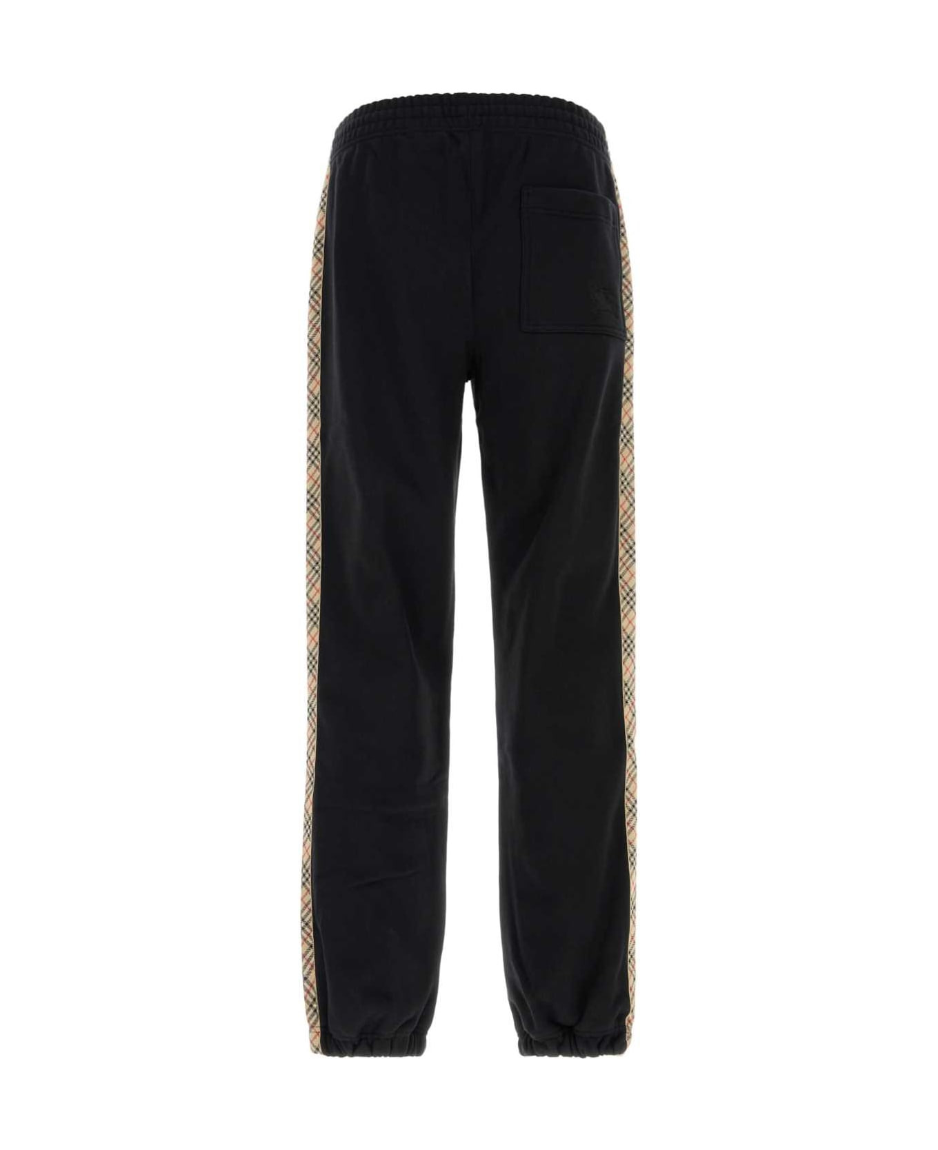 Black Cotton Joggers - 2