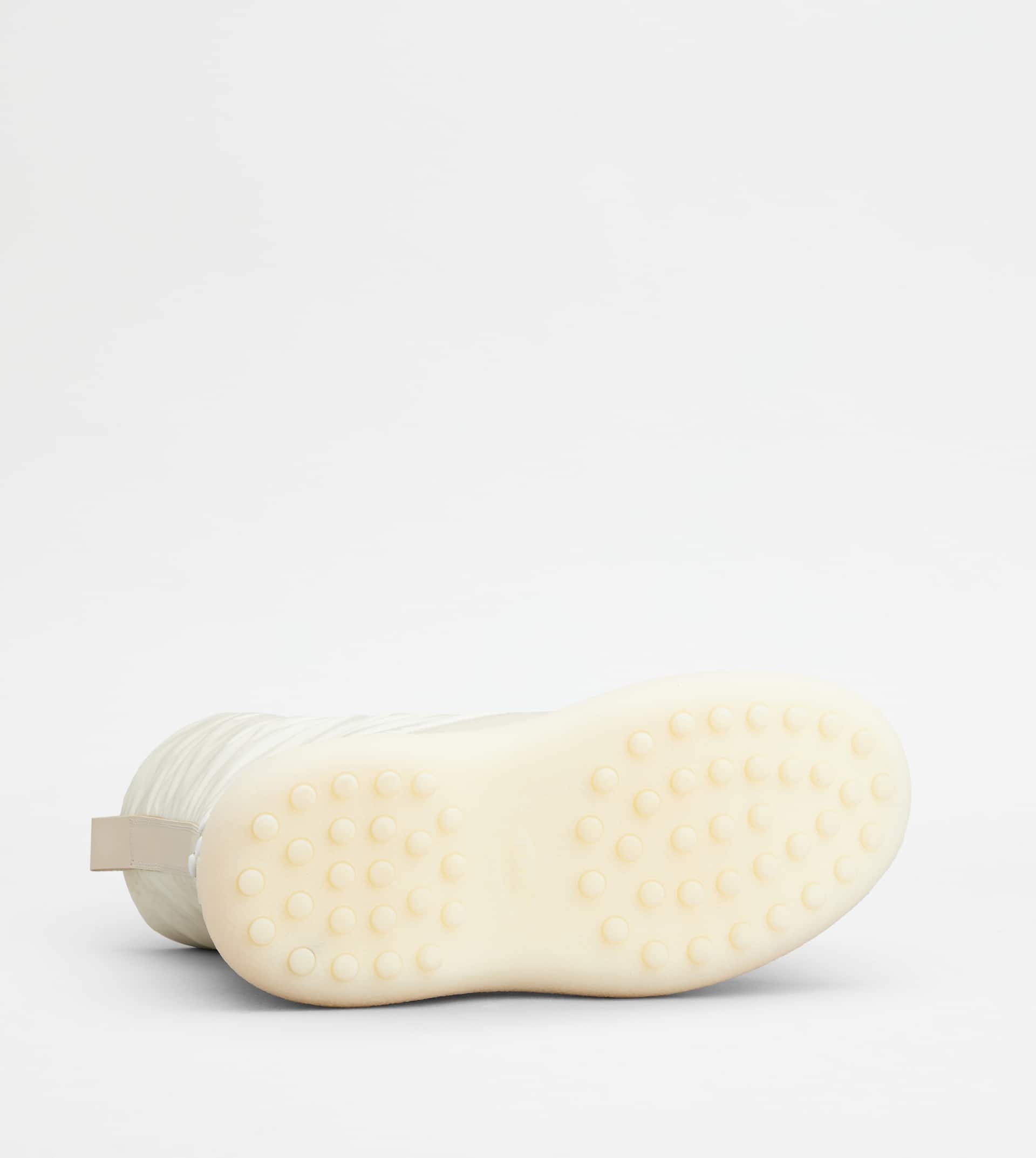 TOD'S W. G. LACE-UP ANKLE BOOTS IN LEATHER AND FABRIC - WHITE - 4