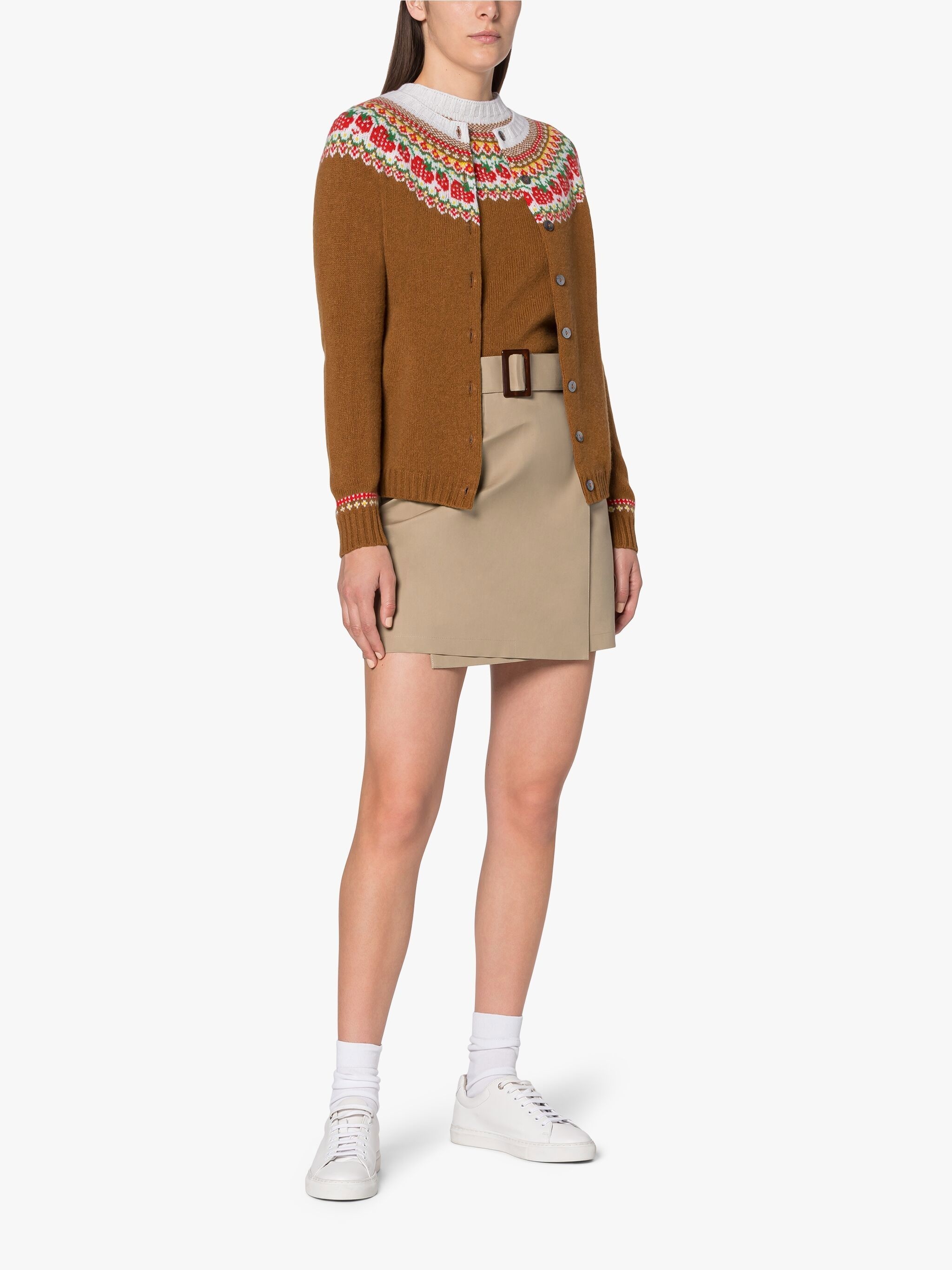 KILLIAN BROWN WOOL FAIR ISLE CARDIGAN - 1