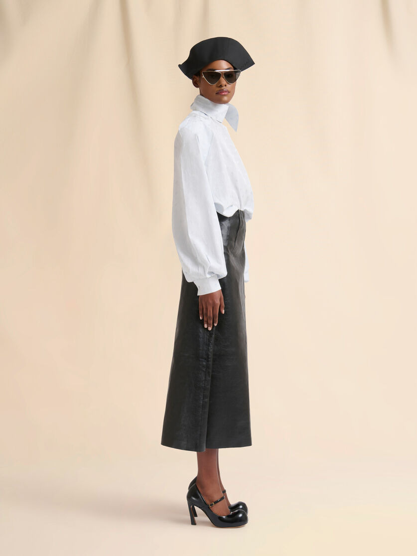 BLACK LEATHER A-LINE SKIRT - 5