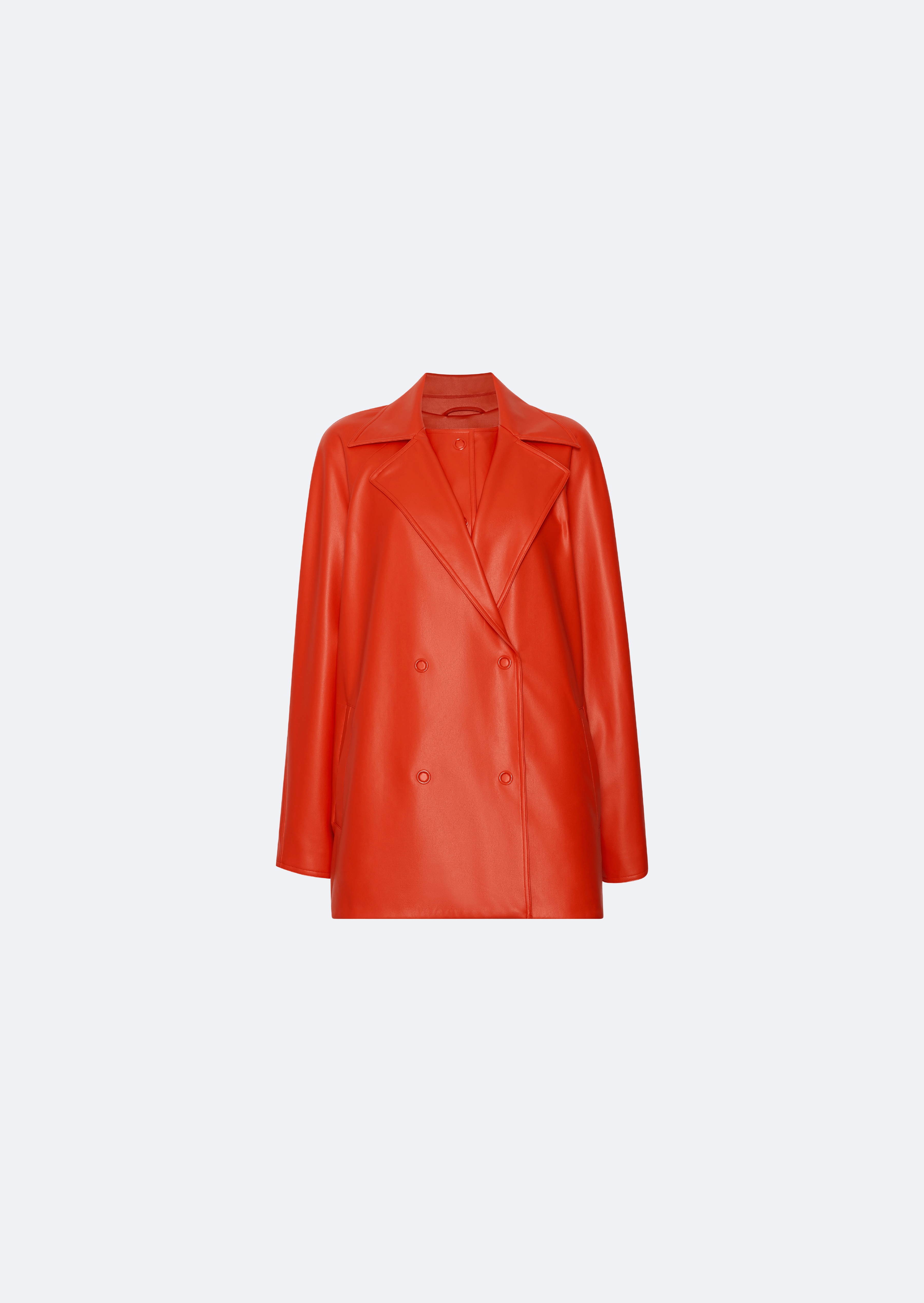 Faux Leather Layered Snap Coat - 2